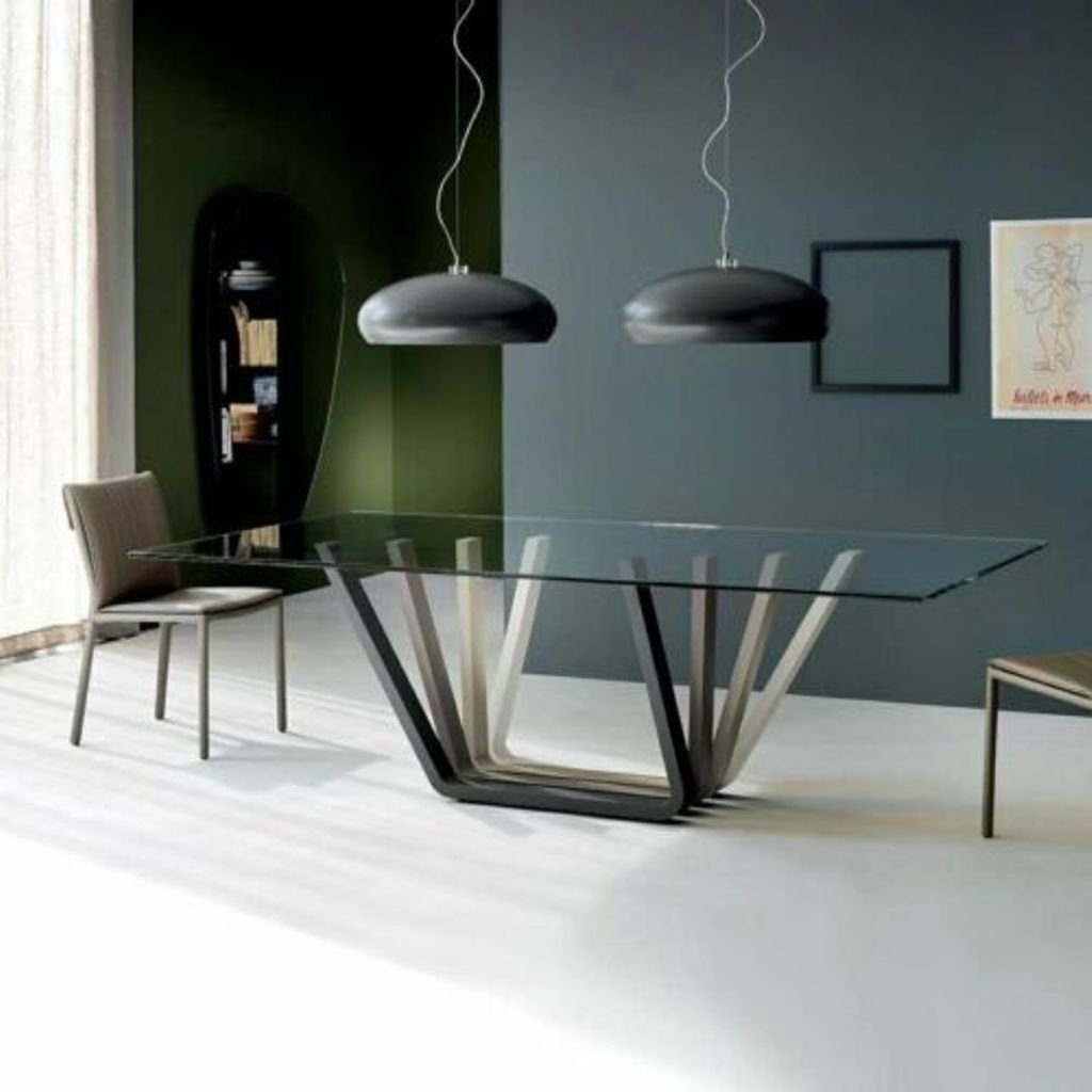 JVmoebel Esstisch, Designer Ess Tisch Klassischer Metall Tische Wohn Zimmer Glas