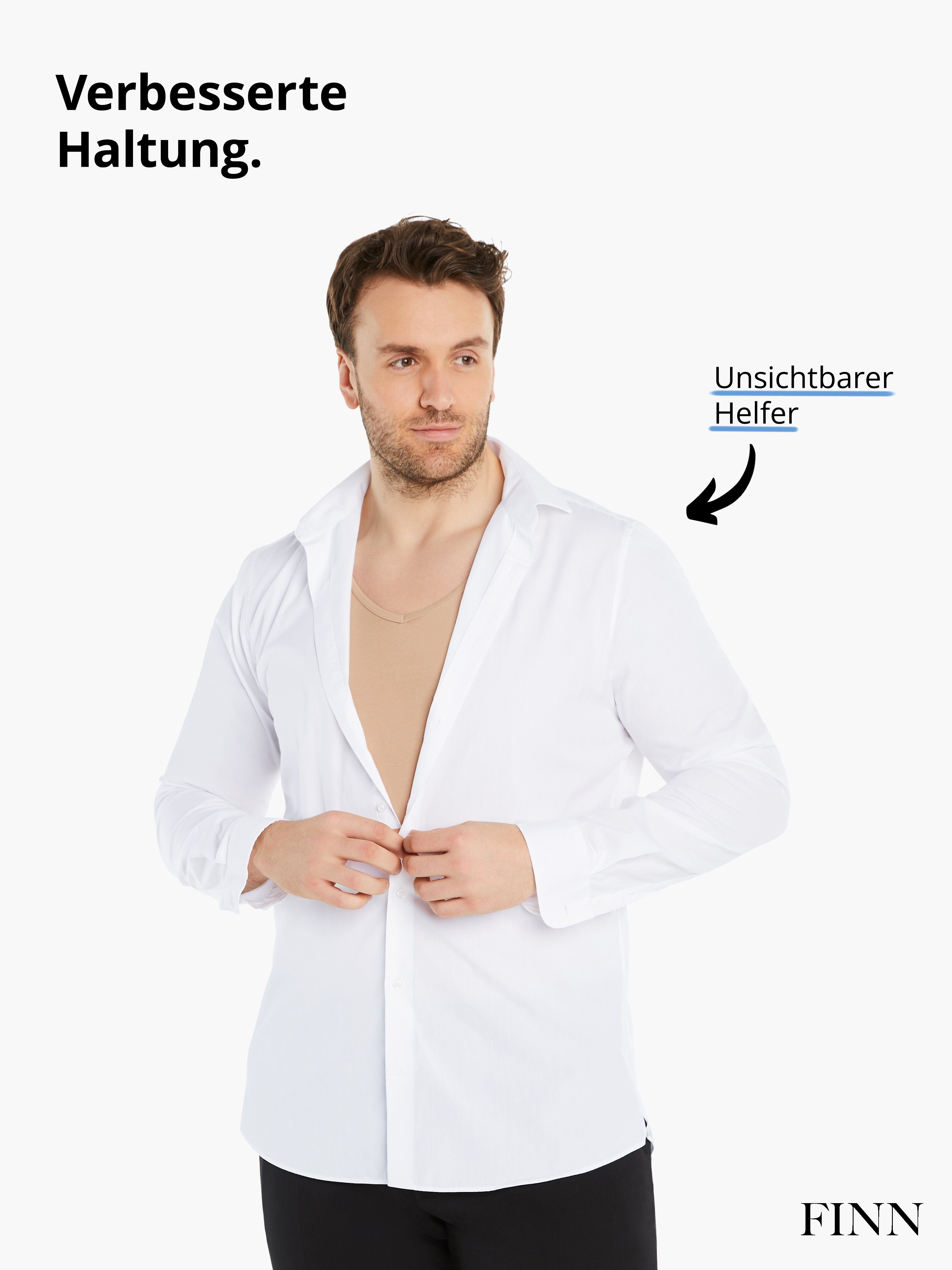 starke Kleidergröße Design weniger Kurzarm extra Kompression, Shapinghemd FINN Kompressions-Unterhemd Shapewear eine Light-Beige Herren