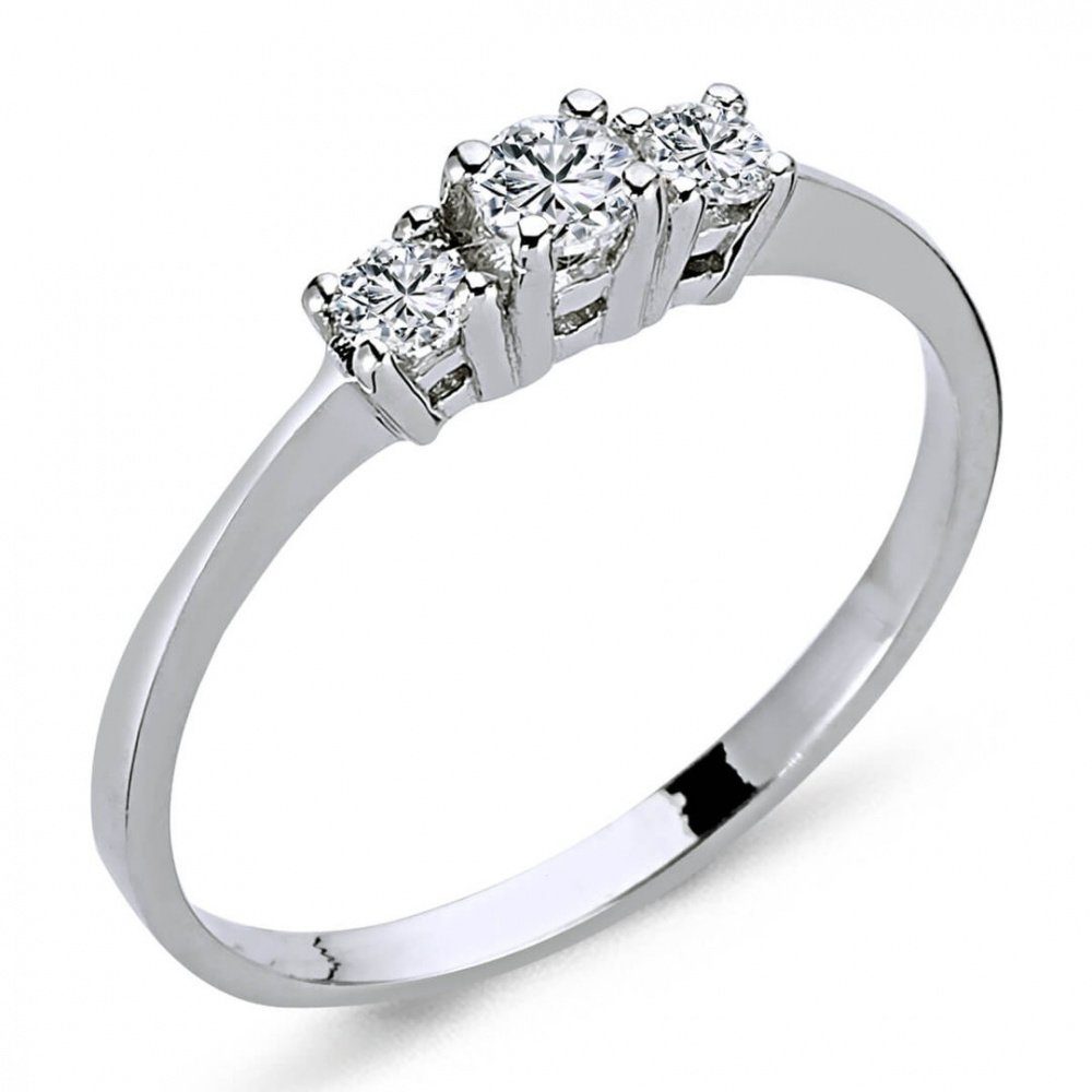 EinStein Diamant Trauring 0,25 Carat Diamant Tria Ring 14 Karat Weißgold