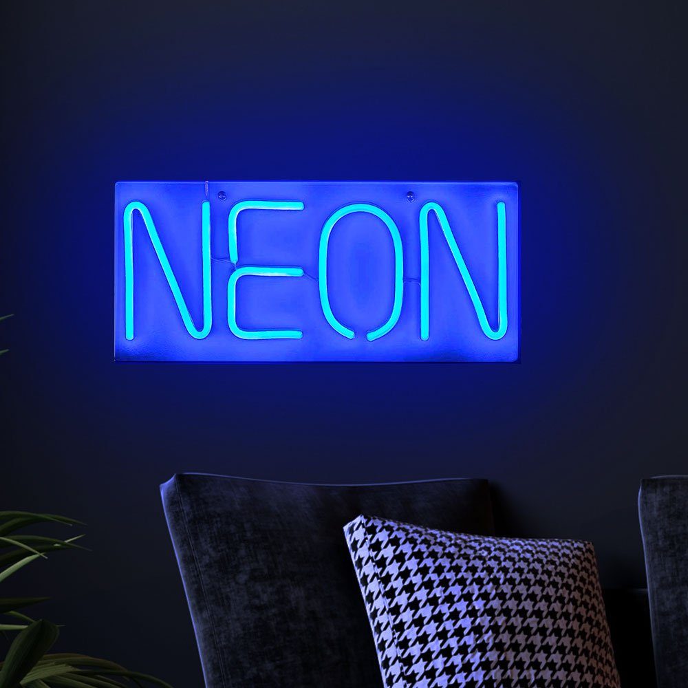 etc-shop Dekolicht, LED-Leuchtmittel fest verbaut, Blau, LED Wand Lampe Dekoration Neon Licht Schild Wohn Zimmer Party