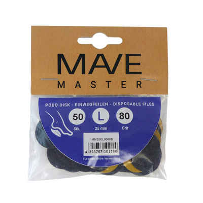 MAVE Pediküreaufsatz MAVE Master Ersatzpads für Podo DISK ø25 mm L – 80 Grit, 50-St., Durchmesser von 25 mm in der Größe L