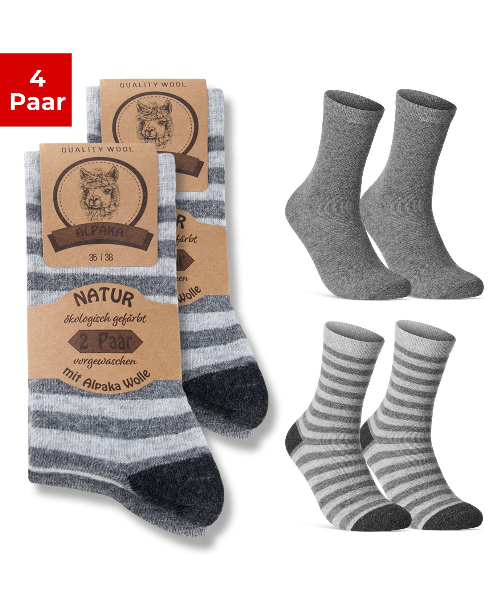 sockenkauf24 Термошкарпетки Alpaka Socken warme Wintersocken mit Wolle Damen & Herren Wollsocken (4-Paar)