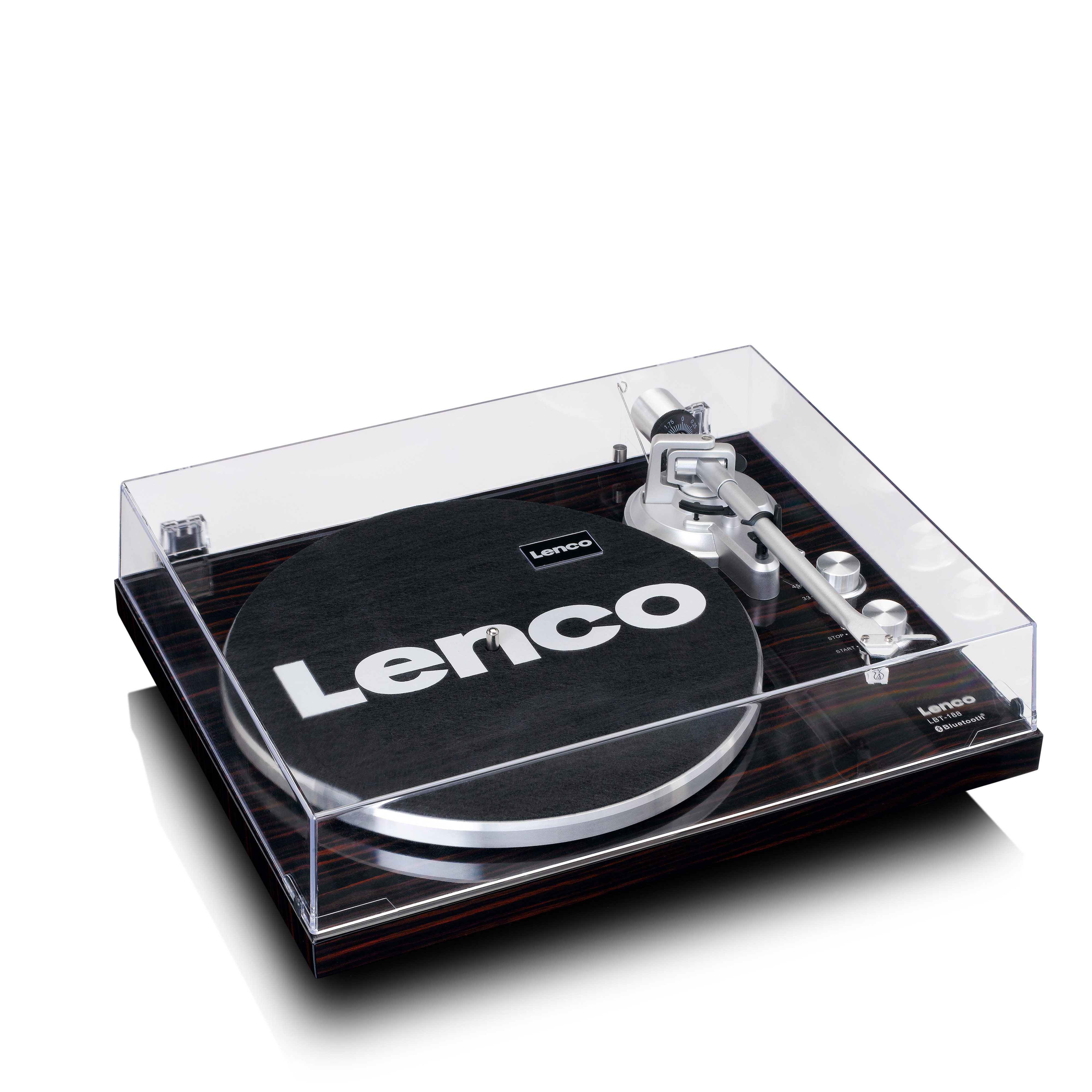 Lenco LBT-188WA Plattenspieler (Riemenantrieb, Bluetooth, Bluetooth, Audio-Technica & USB in Walnuss)