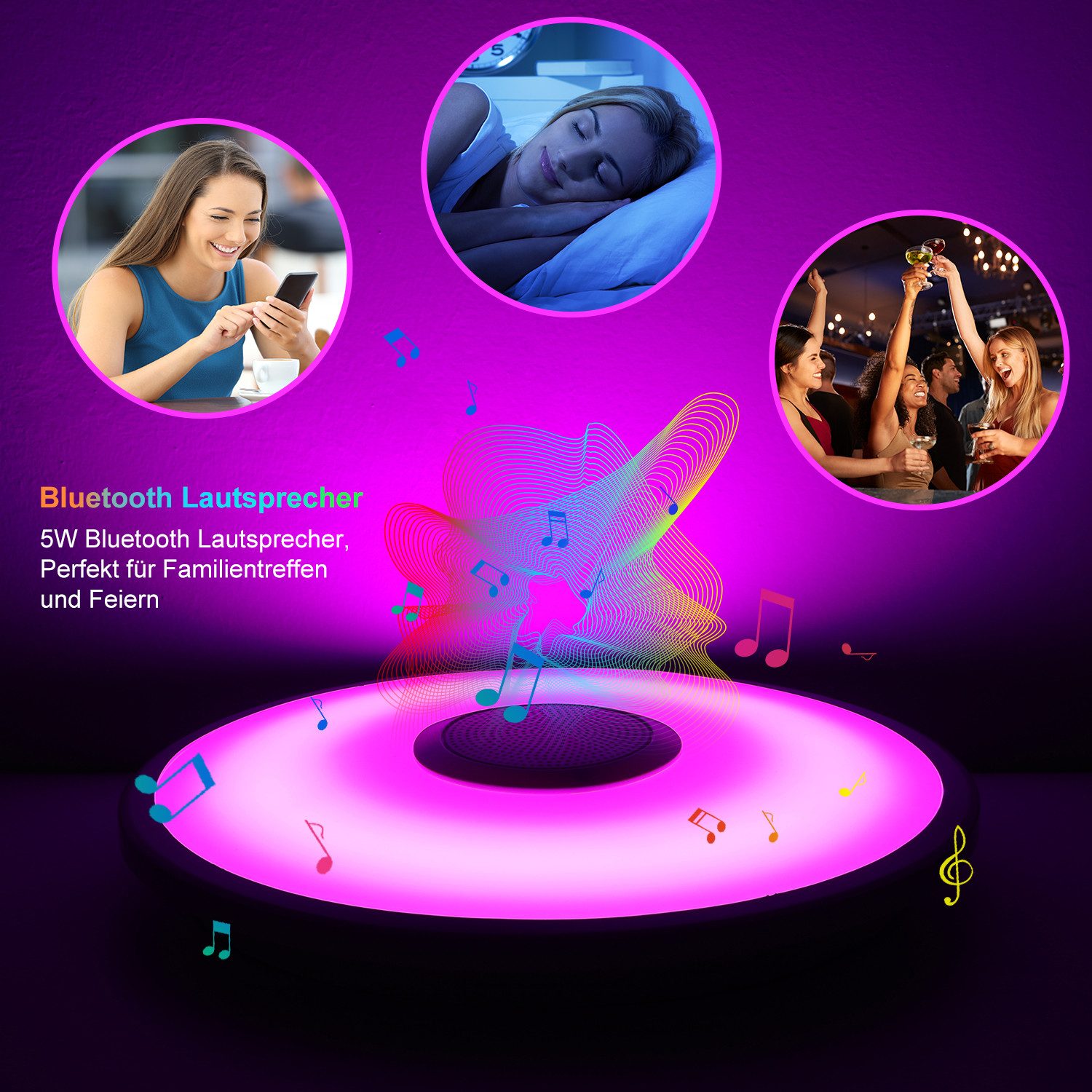 oyajia Deckenleuchte 30W Musik RGB Deckenleuchte, günstig online kaufen