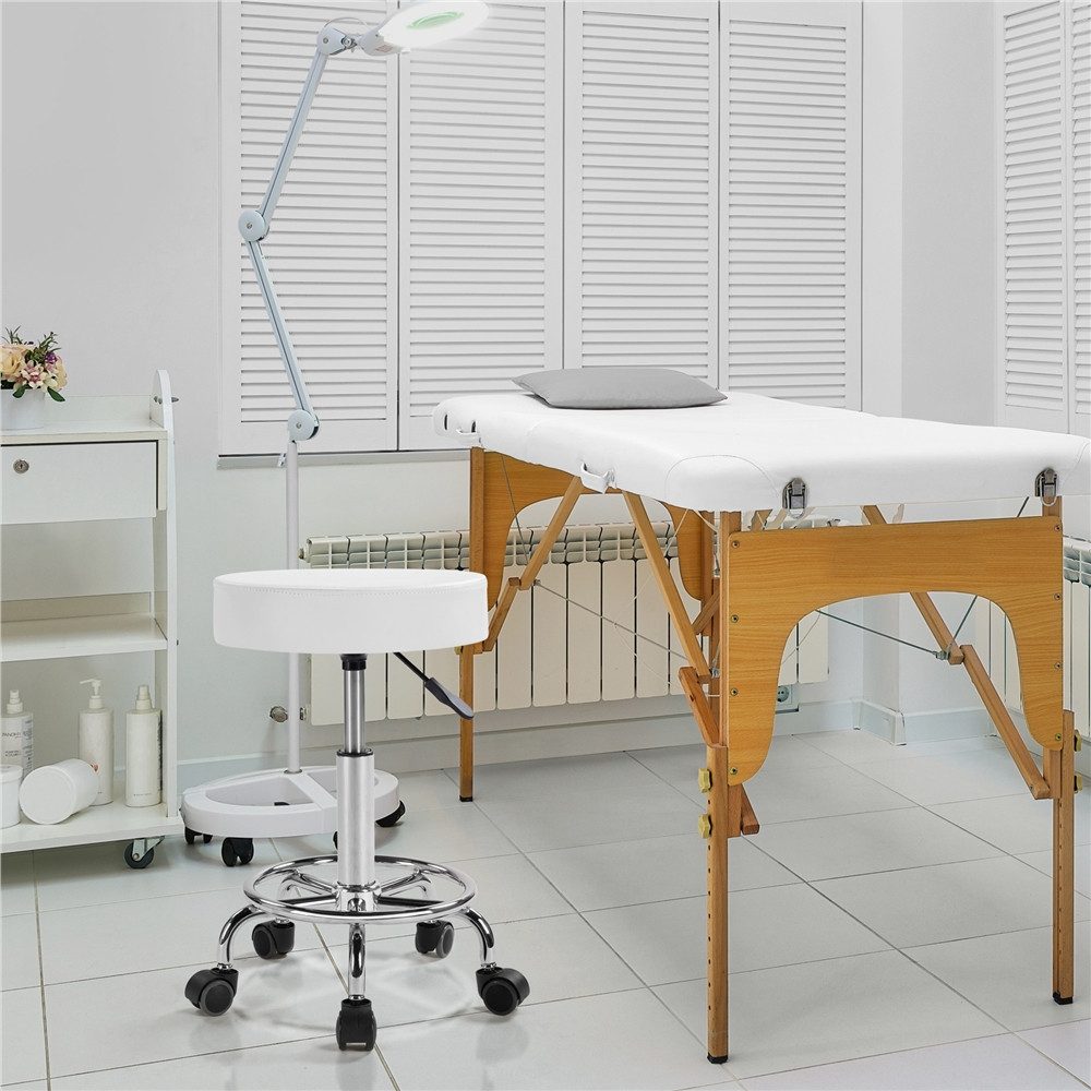 Yaheetech Drehhocker Barhocker Höhenverstellbarer Barstuhl mit Rollen, 50,5 cm – 65 cm H Arbeitshocker mit Drehbarer Sitzfläche