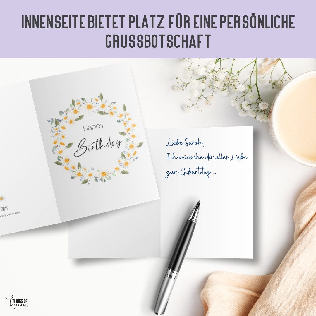 Things of Happiness Geburtskarte Set 10 Geburtstagskarten, Glückwunschkarten Geburtstag, inkl. 10 Briefumschläge
