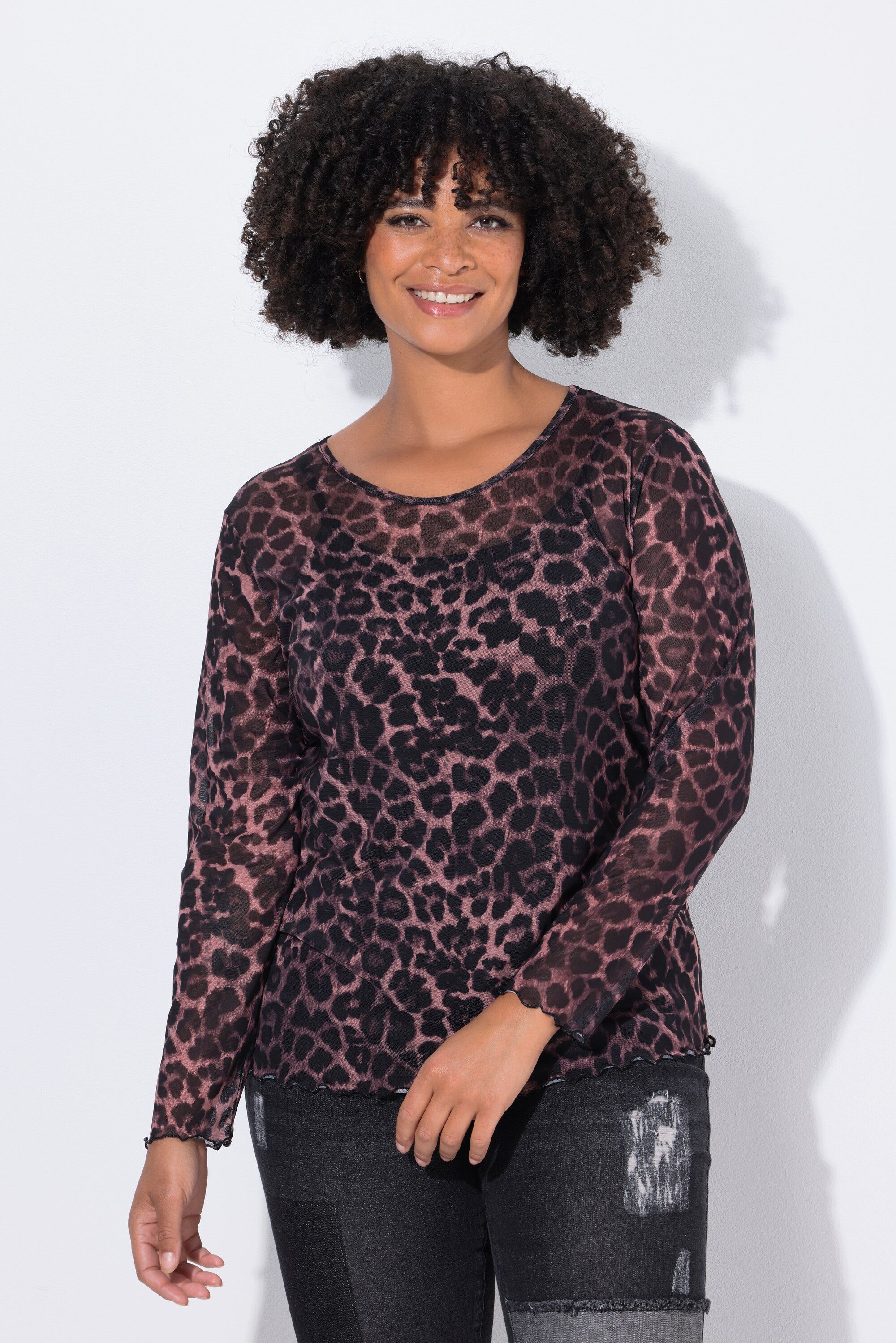 Angel of Style T-Shirt Mesh-Shirt Slim Fit Wellenmuster Langarm günstig online kaufen