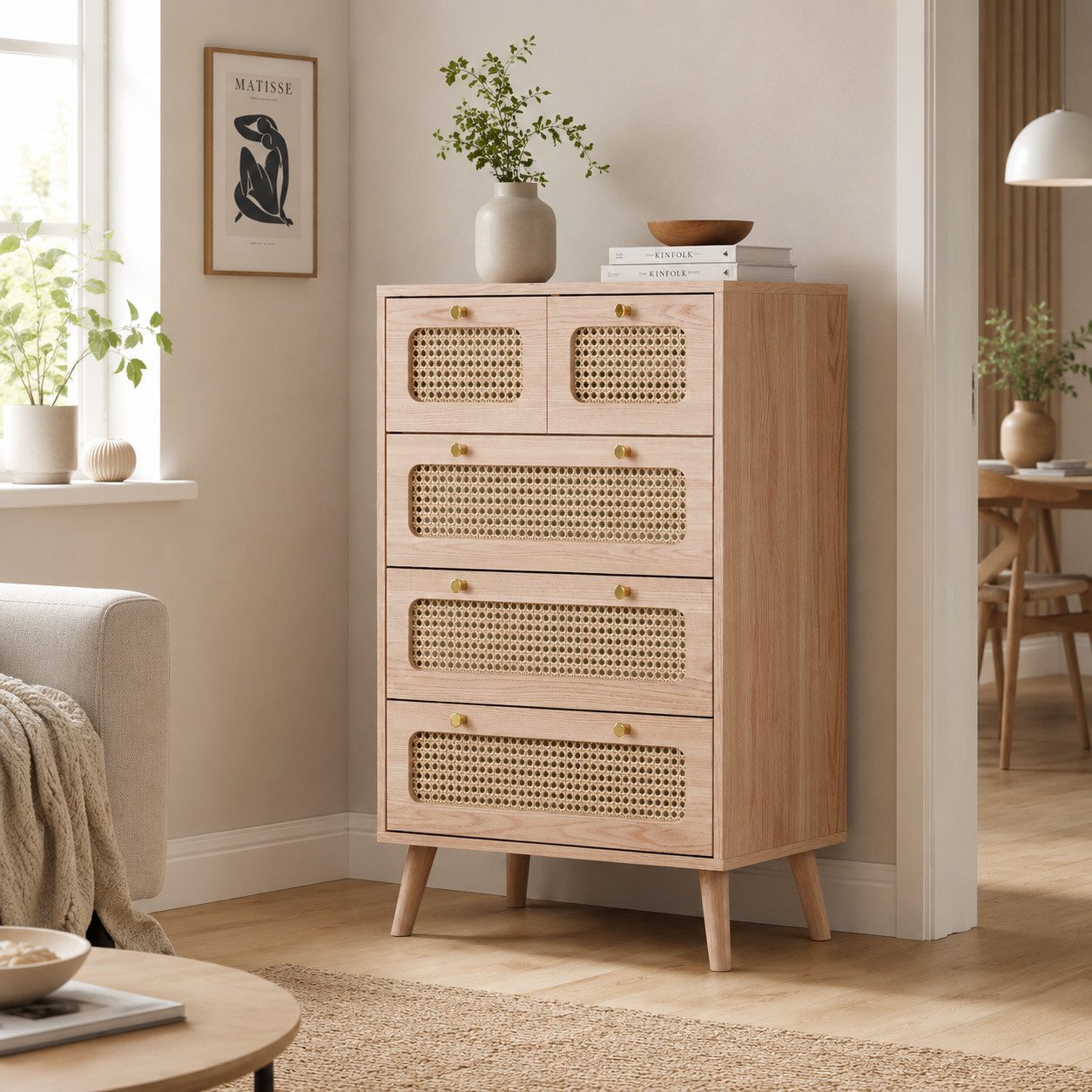 Kommode Schubladenschrank Kommode aus Rattan