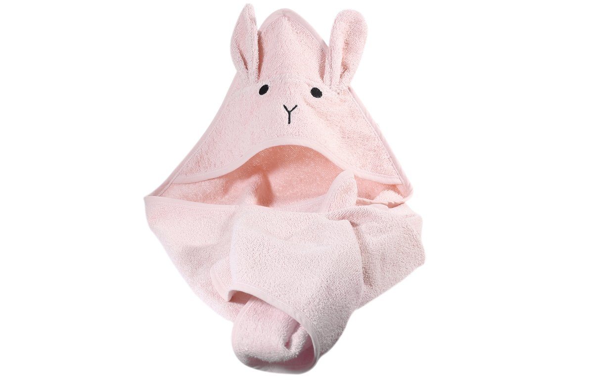 KINDSGUT Kapuzenhandtuch Hase, Baumwolle, Aus 100% zertifizierter Baumwolle, rosa
