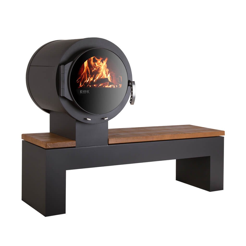 Kanuk Kaminofen Kaminofen Kanuk® BANK Goldenteak gestrahlt, 8 kW