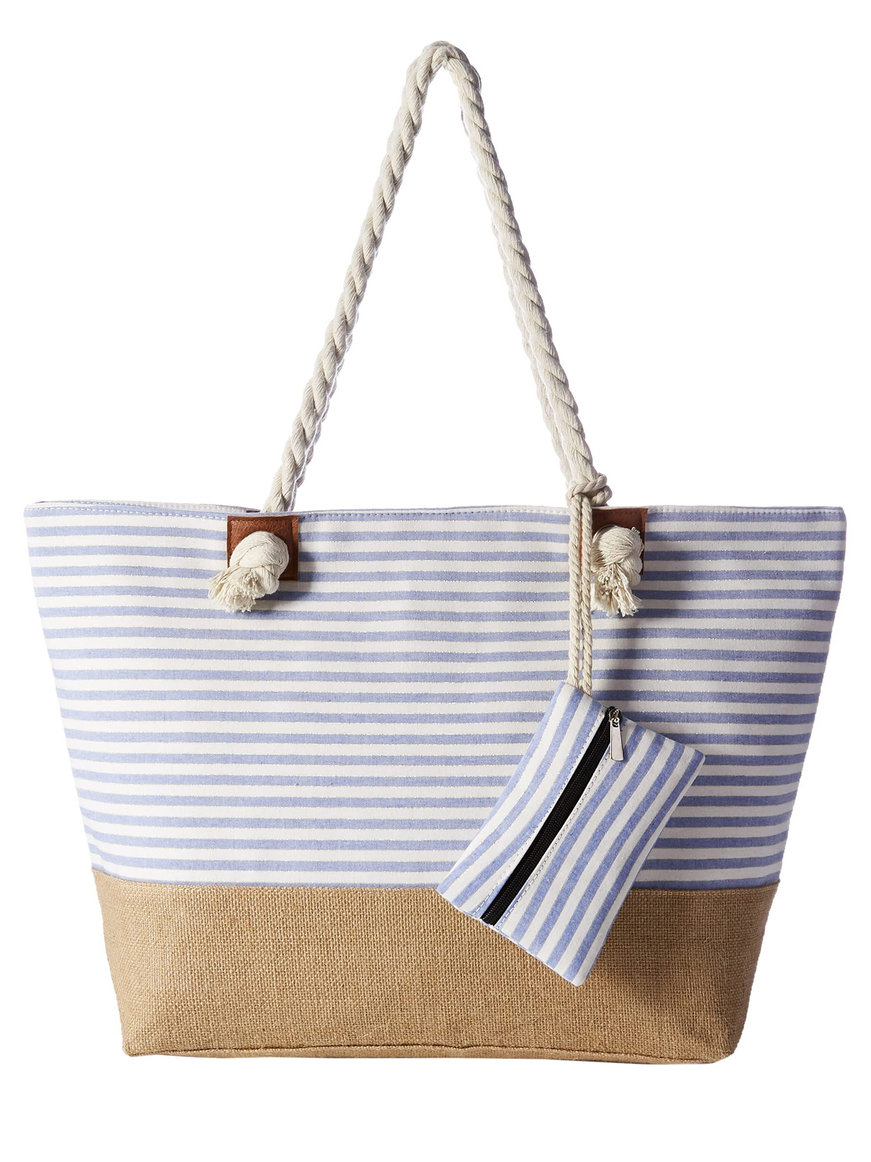 DonDon Strandtasche Shopper wasserabweisende Tasche (2-tlg), Große Strandtasche, mit Reißverschluss, inkl. kleinem Beutel