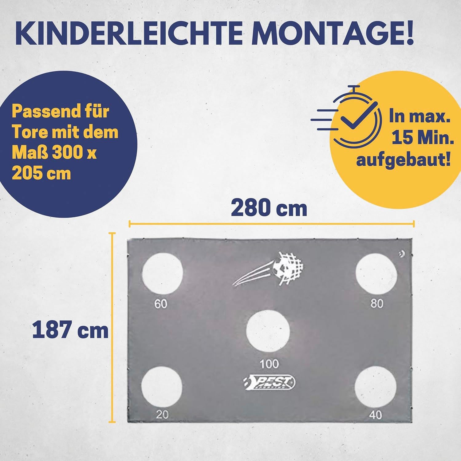 Best Sporting Fußballtor Torwand 280er mit 5 Schußlöchern – Bild 5 von 5