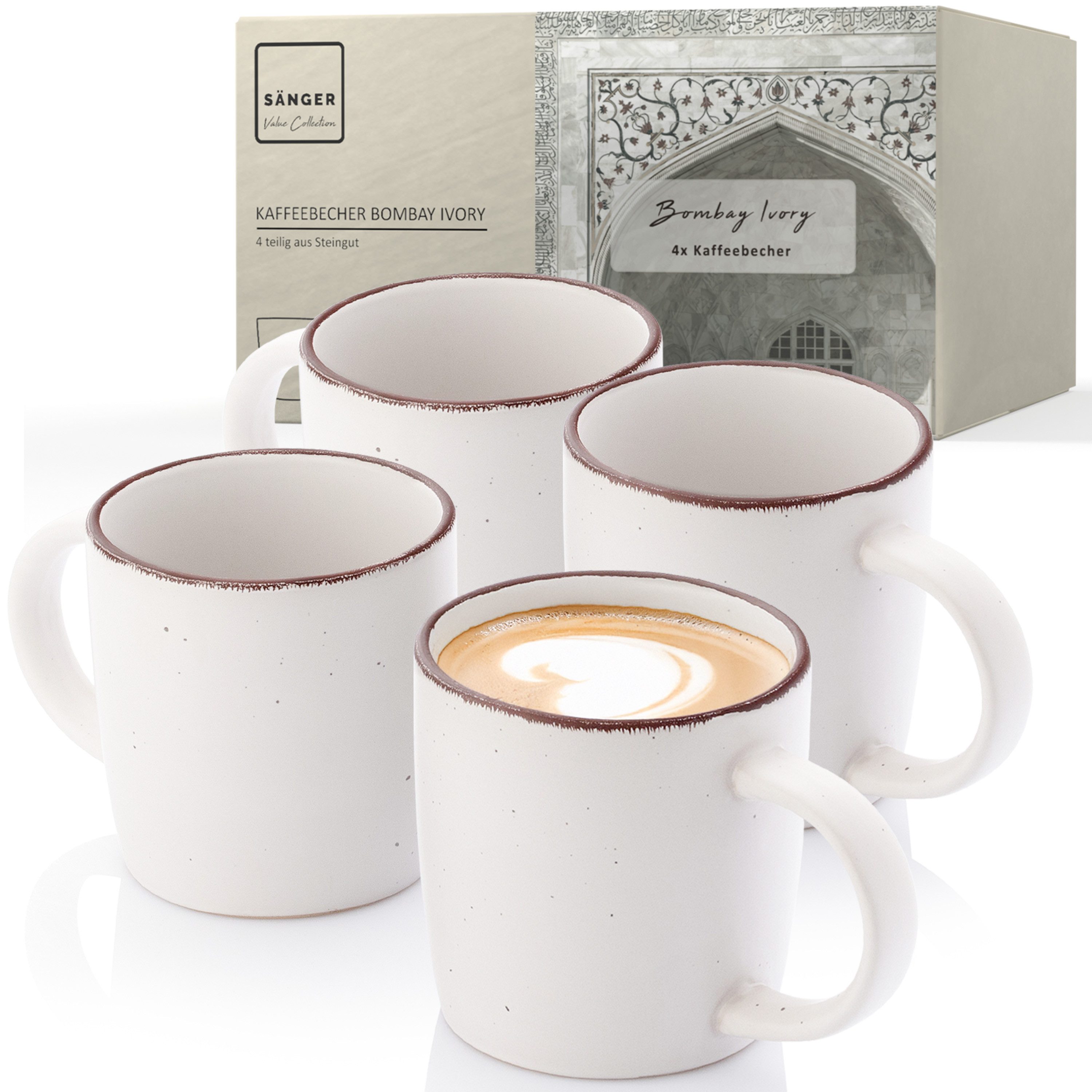 SÄNGER Becher Bombay, 4-tlg., Steingut, 4 tlg. Bombay Ivory Kaffeebecher, creme, VALUE COLLECTION