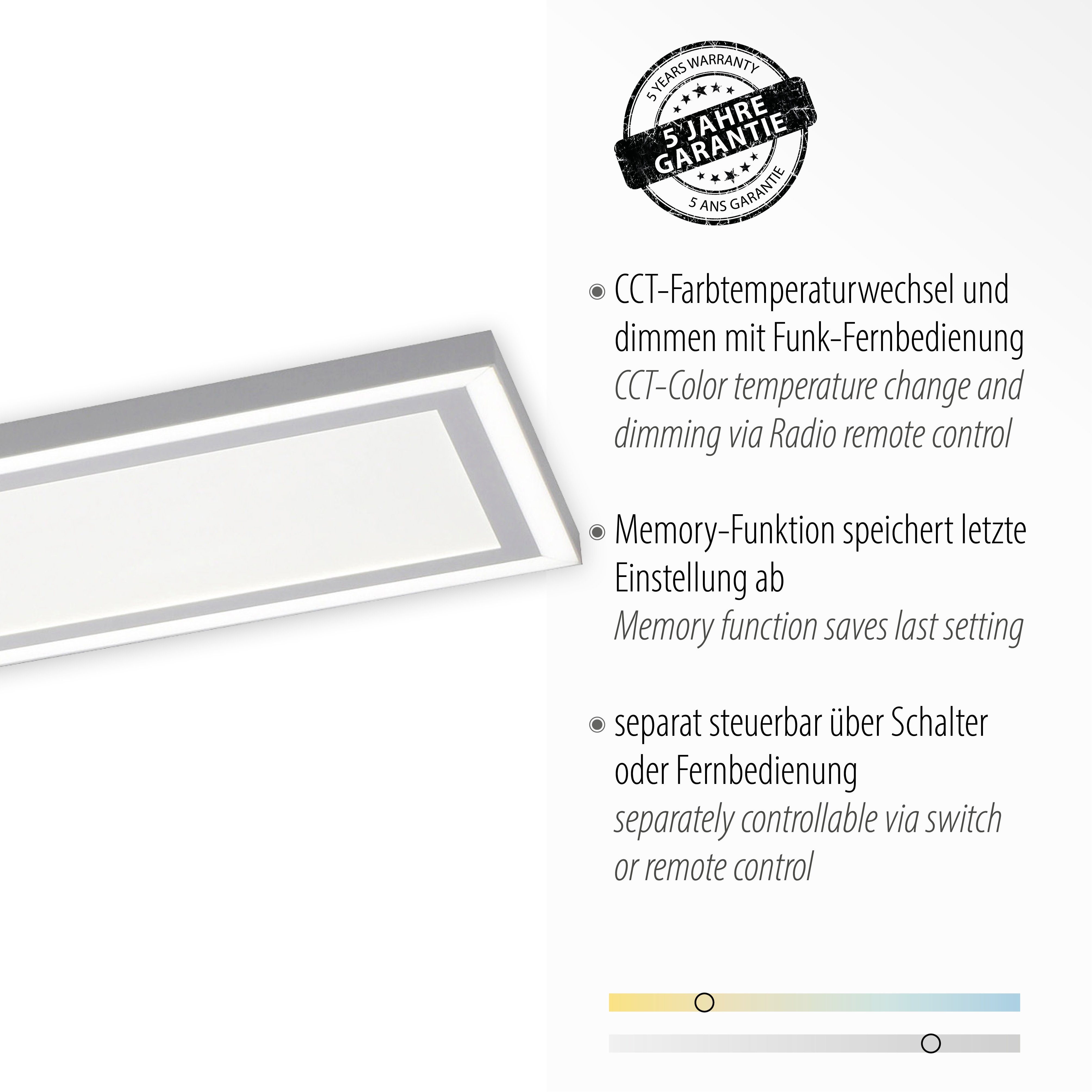 Deckenleuchte Leuchten Fernbedienung integriert, EDGING, dimmbar über über - LED LED, Fernbedienung, fest warmweiß CCT Direkt kaltweiß, -