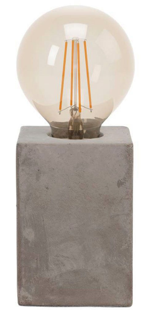EGLO Tischleuchte PRESTWICK Tischlampe, Grau, Keramik, Beton-Optik, ohne Lampenschirm, ohne Leuchtmittel, Nachttischlampe, Deko, E27, Industrial, Schalter am Kabel, 9x9x13 cm
