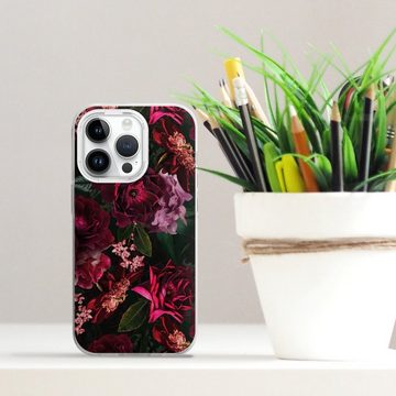 DeinDesign Handyhülle Rose Blumen Blume Dark Red and Pink Flowers, Apple iPhone 14 Pro Silikon Hülle Bumper Case Handy Schutzhülle