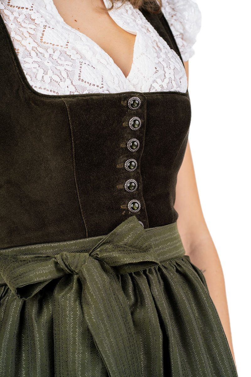 MarJo Samt Dirndl 2tlg. - NUSSDORF - olive