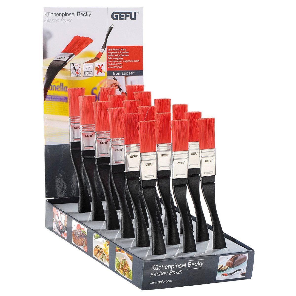GEFU Lebensmittelpinsel Display Küchenpinsel BECKY, Inhalt: 18 Stück