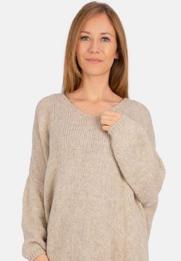 Seasons of April V-Ausschnitt-Pullover Rica Asymmetrisch, oversized geschnittener Pullover mit seitlichem Schlitz