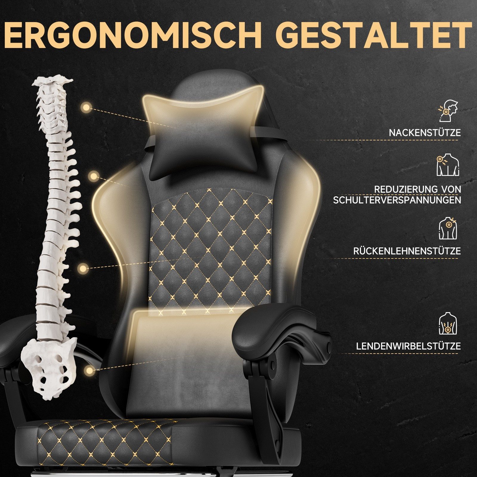 BlingBin Gaming-Stuhl Massage Gaming Sessel mit Fußstütze, PC Stuhl Gamer S günstig online kaufen