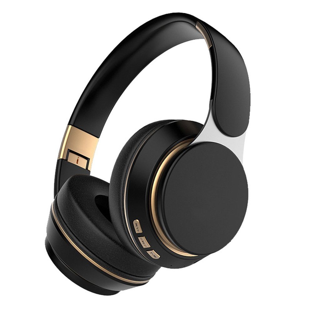 Bluetooth-Kopfhörer Schwarz Kopfhörer GelldG Kabellose Mikrofon über Kopfhörer Ohr, mit