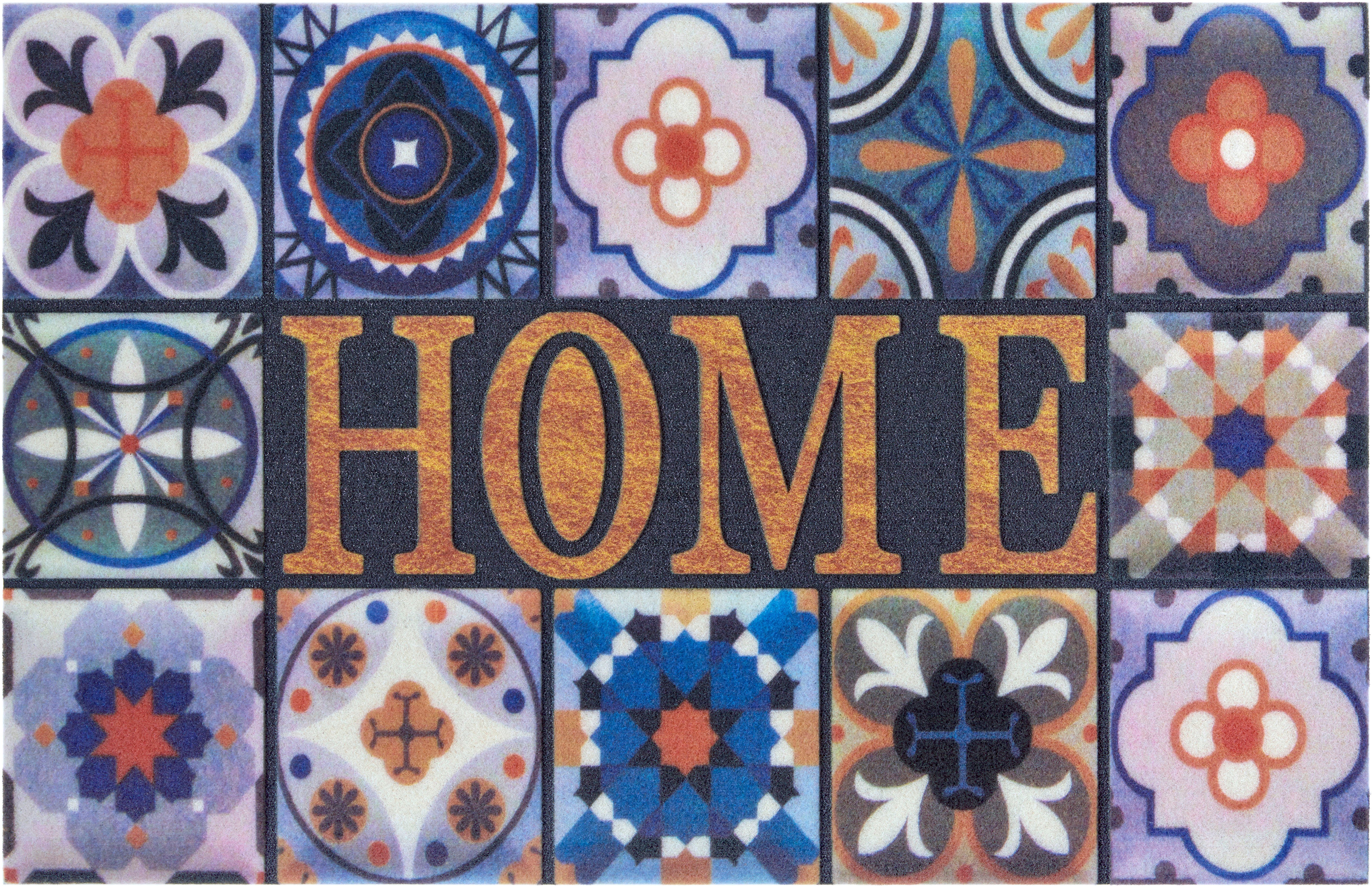 Fußmatte Home Kacheln, Höhe: Rutschfest Design mm, 6 affaire, rechteckig, Pflegeleicht, mit Farbenfroh, Spruch, Home Robust