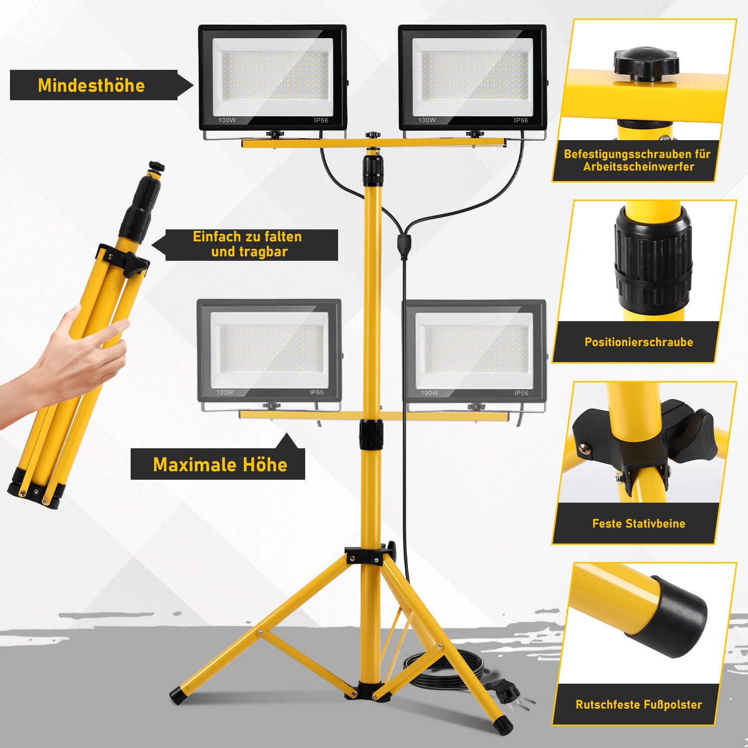 Clanmacy Flutlichtstrahler 50W LED Baustrahler Flutlicht Scheinwerfer Arbeitsleuchte Kaltweiß, Kaltweiß – Bild 4 von 5