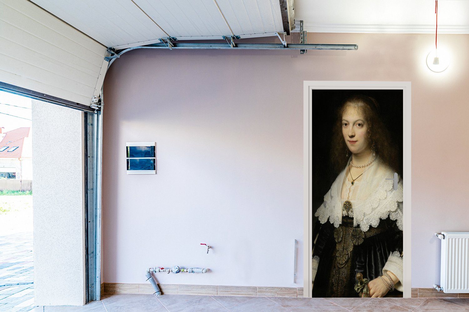 einer Fototapete cm möglicherweise Maria Matt, Trip bedruckt, St), Porträt Türaufkleber, 75x205 Türtapete Frau, - MuchoWow Rembrandt, Gemälde (1 Tür, für von