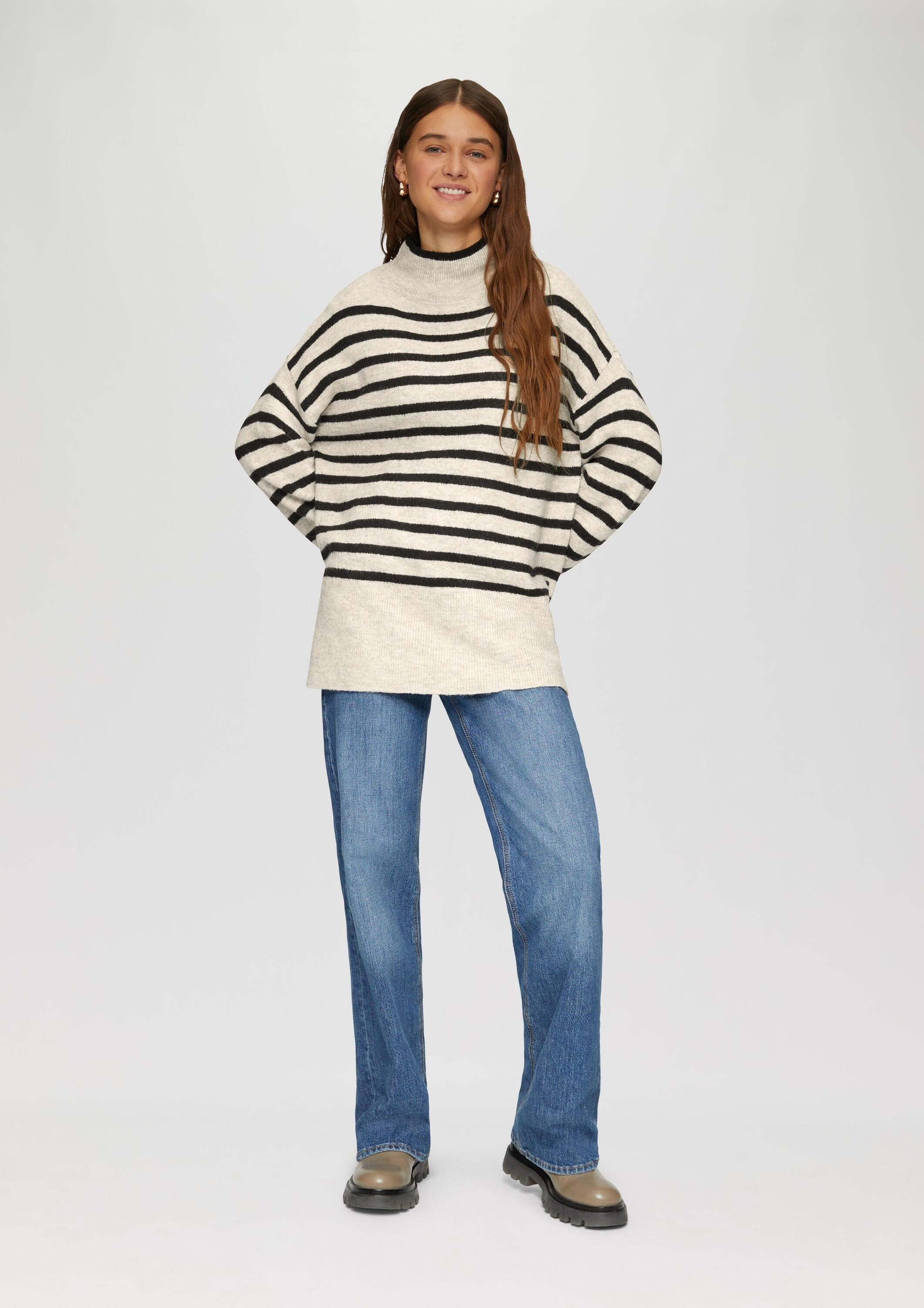 QS Longpullover Strickpullover Weicher Oversized Strickpullover mit Streifen