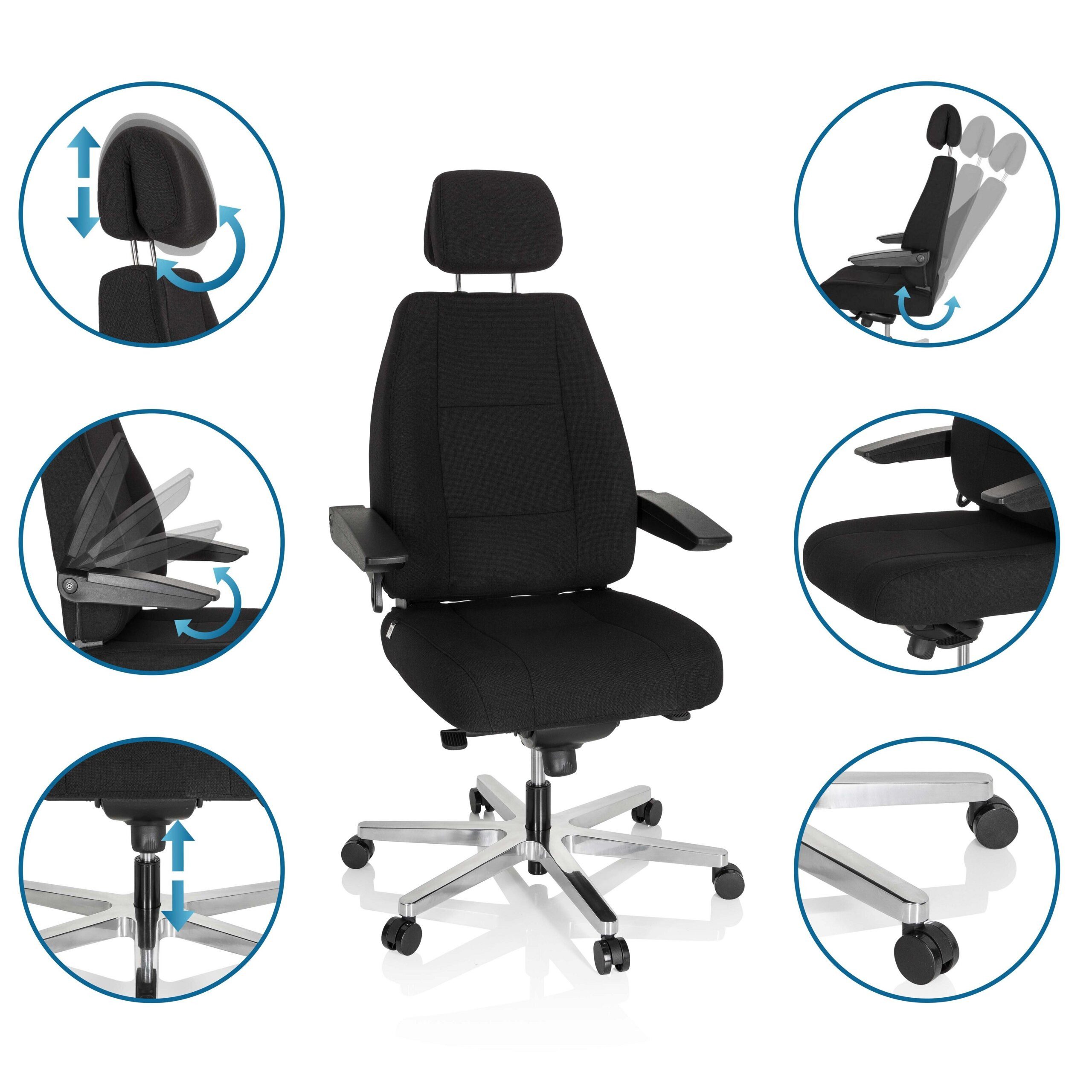 hjh OFFICE Drehstuhl XXL Drehstuhl 24 Hours I Stoff (1 St), XXL Chefsessel Bürostuhl ergonomisch