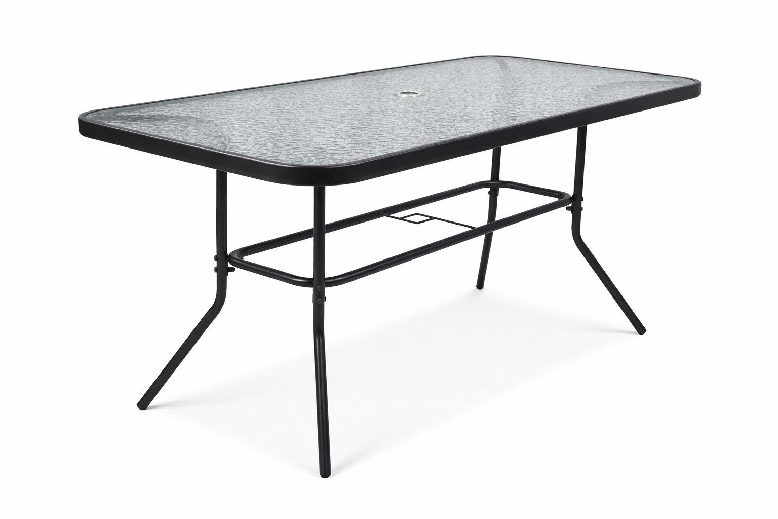 VCM Gartentisch Balkontisch Glas Garlos H. 70 x B. 110 x T. 55 cm, Gartentisch aus Glas und Metall, Anthrazit