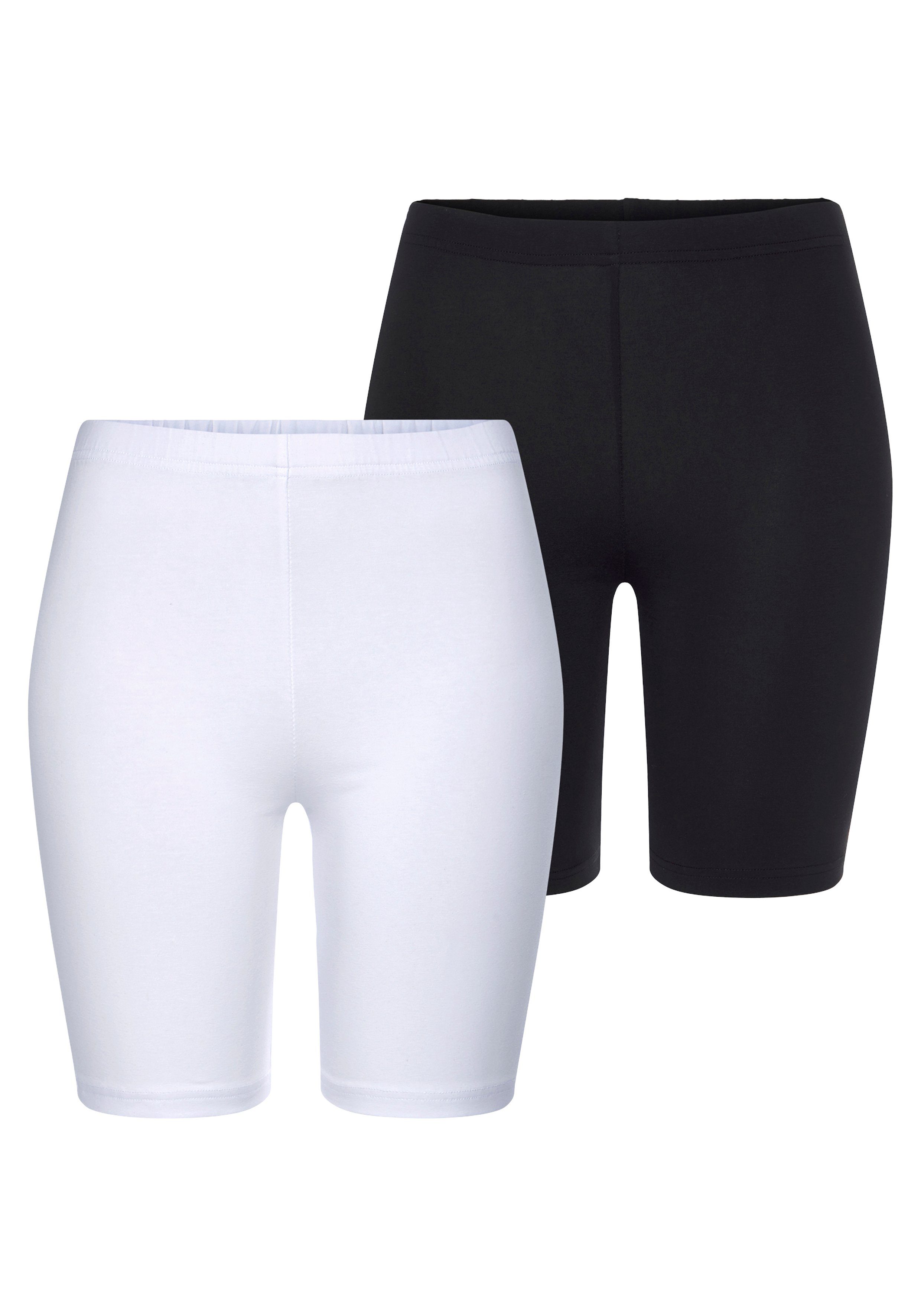 mit weiß, active Loungewear schwarz (2er-Pack) vivance Radlerhose Gummibund,