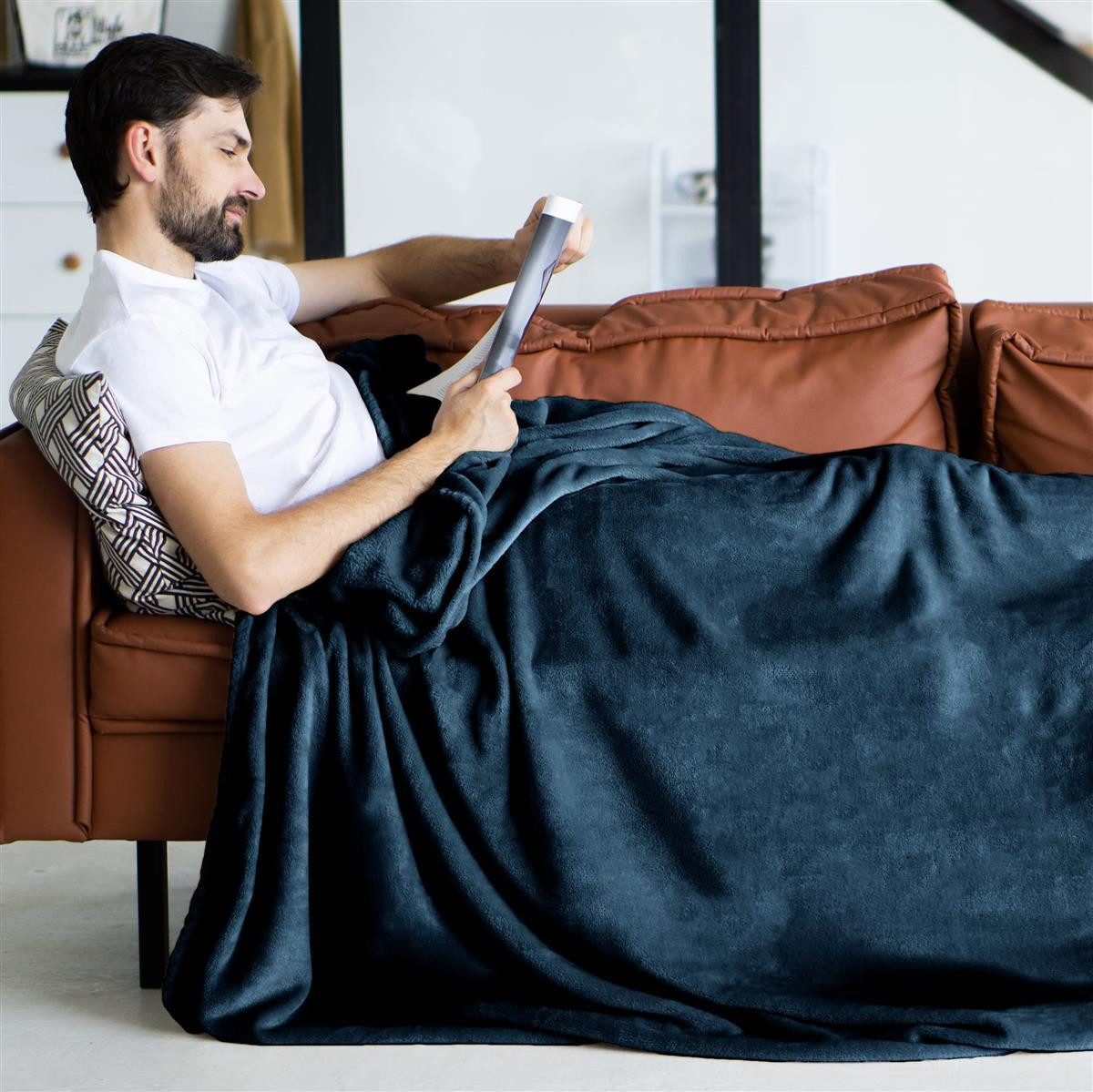 Wohndecke Kuscheldecke verschiedene Größen Farben, Gräfenstayn, warme Wolldecke, Sofadecke & Tagesdecke - Überwurf Sofa, Couch