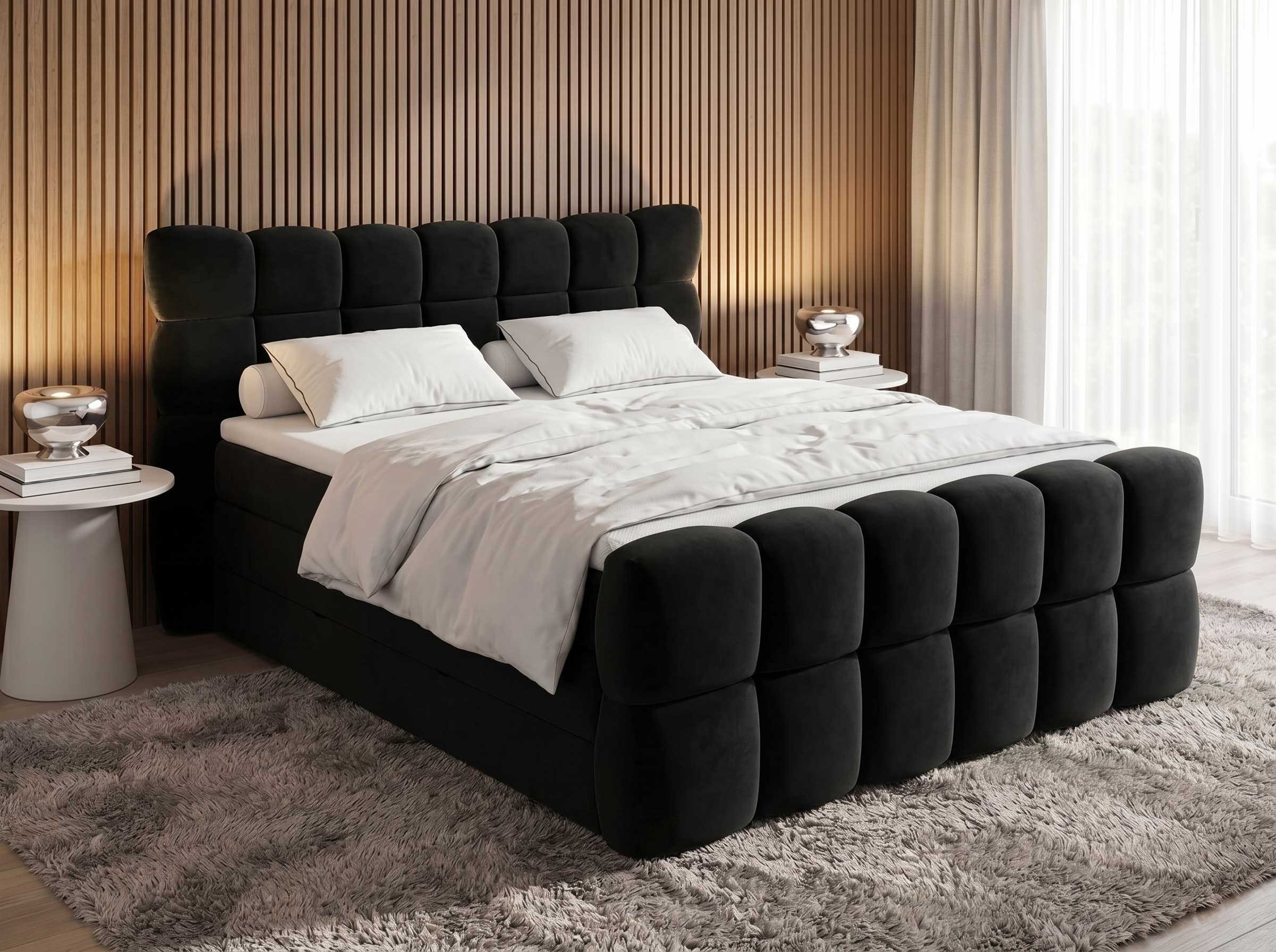 wonello Boxspringbett Milano (Exklusiv), Samt-Designbett mit Bettkasten, wahlweise mit wonello premium Topper