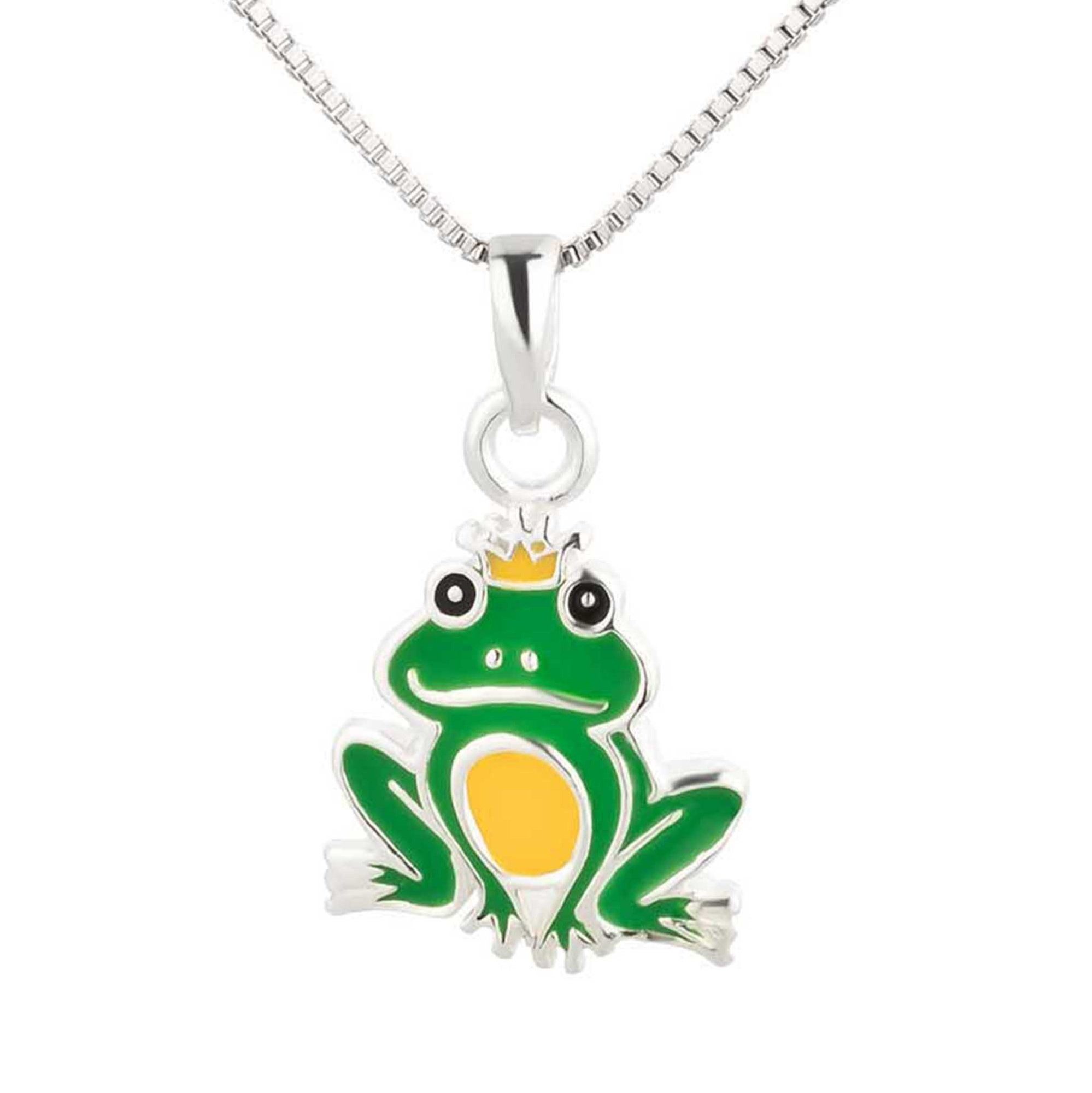 schmuck23 Kettenanhänger Kinder Anhänger 925 Anhänger), Kettenanhänger mit (Halskette Halskette Frosch Kinderschmuck Silberanhänger Silber Kette