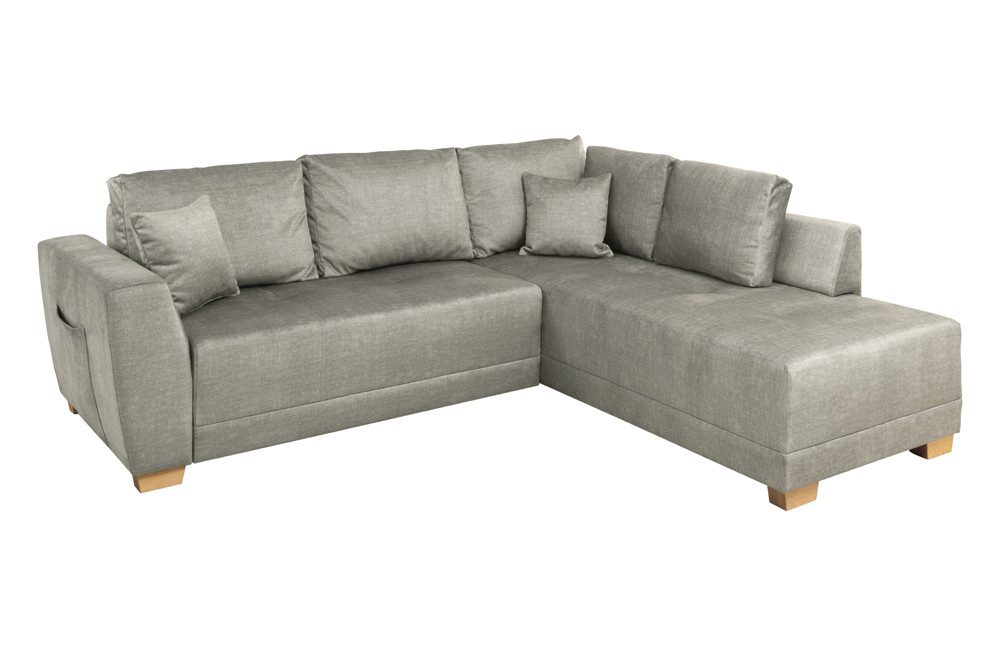 riess-ambiente Ecksofa NORWAY 250cm taupe- Samt, Velours, Rundumbezug, Stauraum, inkl. Kissen, Einzelartikel 1 Teile, Modernes Ecksofa - ideal für Wohn- und Esszimmer und große Apartments
