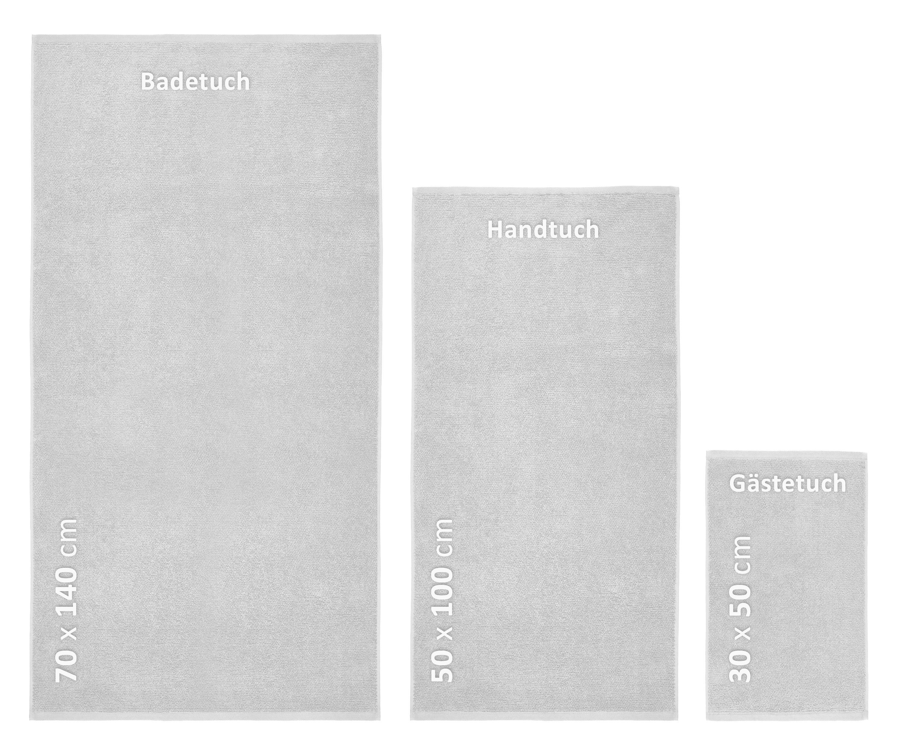550g/m) Beautex Premium Set Handtuch Handtuch Frottier, aus Europe, Set, Set Hellgrau 100% Made (Multischlaufen-Optik, Baumwolle in Frottier