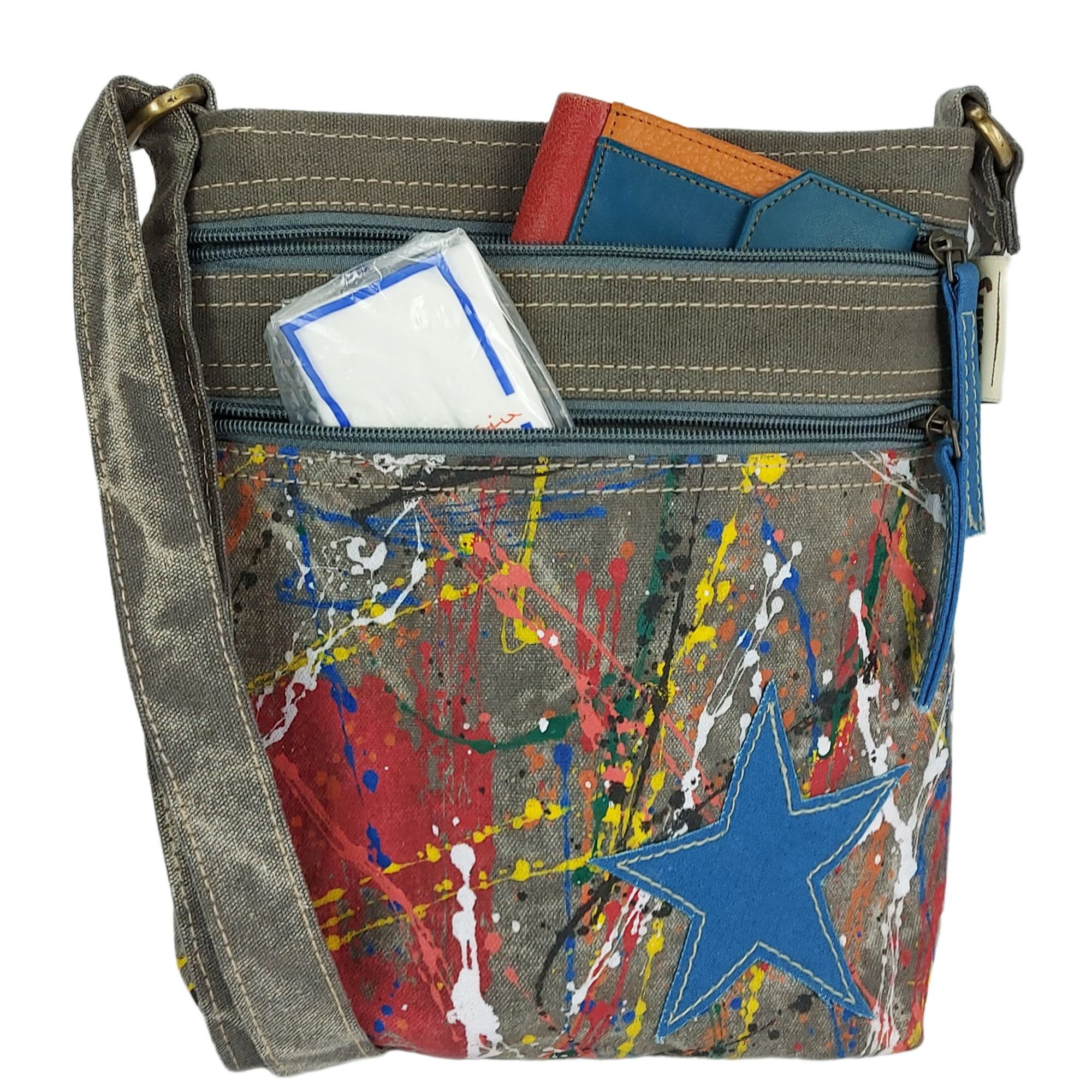 Sunsa Umhängetasche Damen Umhängetasche. Canvas Schultertasche. Vegane Crossbody Bag, Nachhaltig & Vegan Produkt