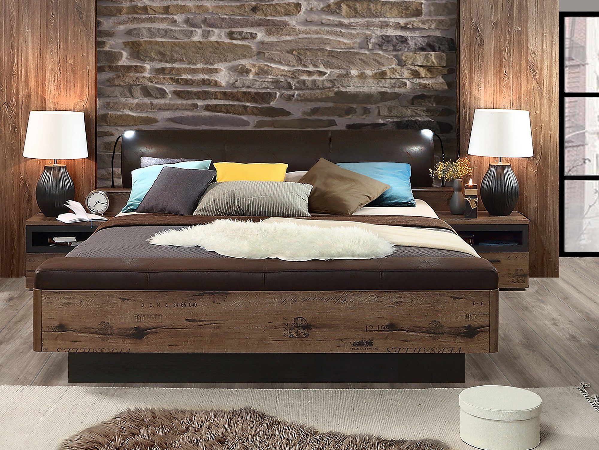 Moebel-Eins Futonbett, JESOLO Bettanlage XL 180x200 cm inkl. Bettbank, Material Dekorspanplatte, schlammeichefarbig