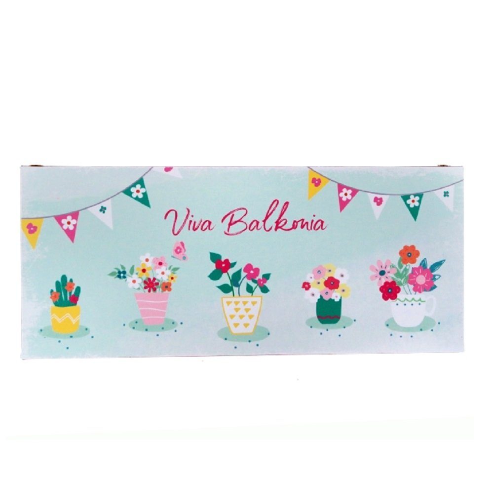 Metallschild Blechschild, Wandschild, 'Viva Balkonia' 13x31 cm