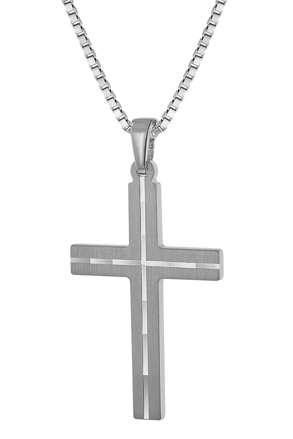 trendor Kette mit Anhänger Herren-mit Kreuz-Anhänger 925 Silber
