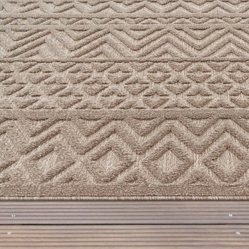 Teppich Livorno 673, Paco Home, rechteckig, Höhe: 14 mm, Uni-Farben, Scandi, Rauten Muster, Hoch-Tief Effekt, Outdoor geeignet