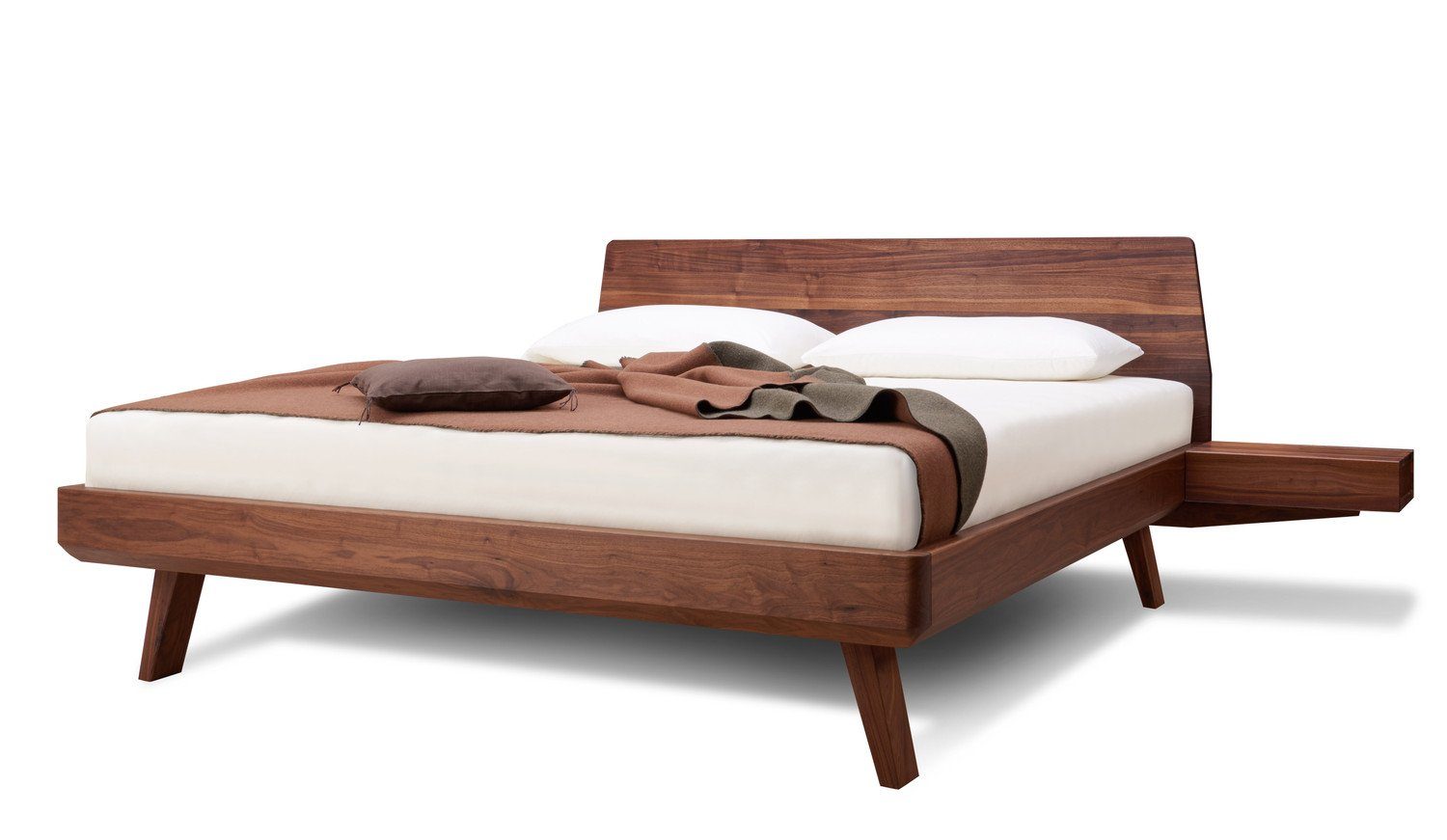 Natur24 Einzelbett Einzelbett Elba 90x200cm in Nussbaum Natur geölt Komforthöhe