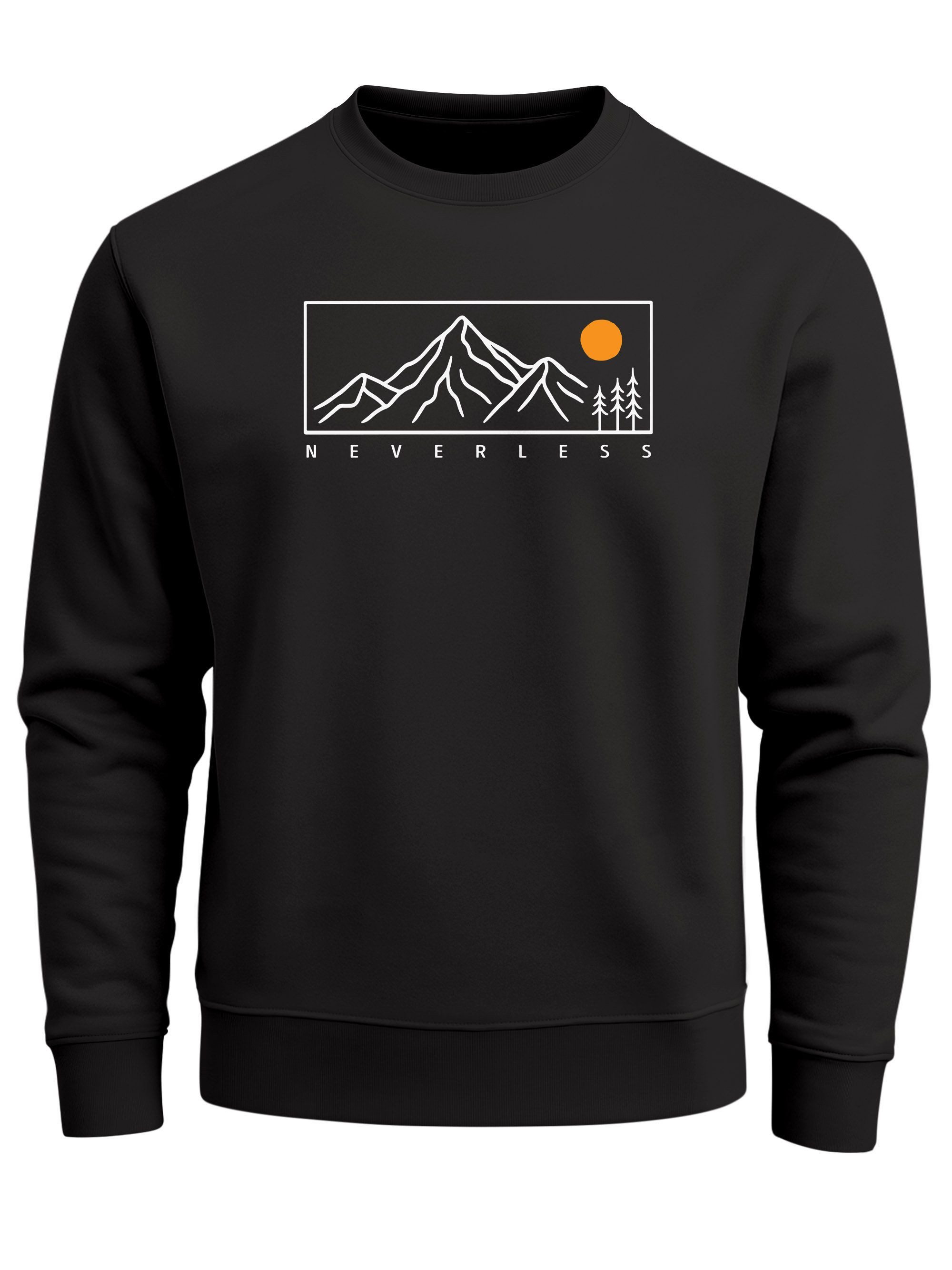 Sweatshirt Sweatshirt Herren Frontprint Naturmotiv Berge Pullover mit Outdoor