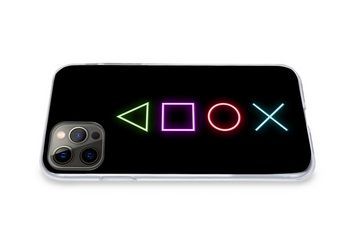 MuchoWow Handyhülle Gaming - Neon - Konsole - Schwarz - Controller - Gaming, Handyhülle Apple iPhone 12 Pro, Smartphone-Bumper, Print, Handy