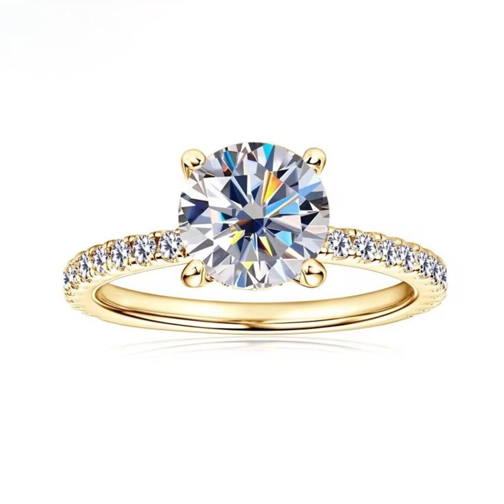 ROUGEMONT Fingerring Funkelnder Damen Moissanit Verlobungsring mit Zertifikat 7mm 1,2ct, Echtschmuck