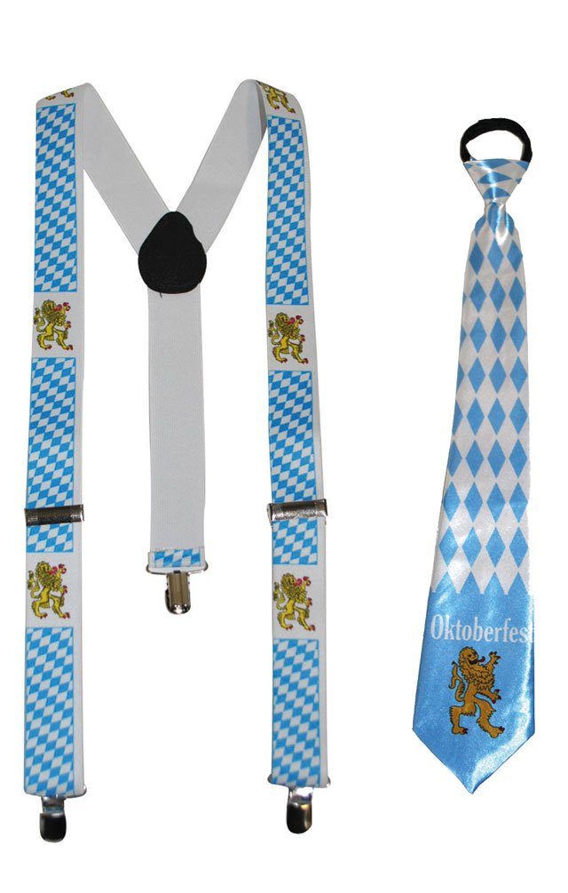 Karneval-Klamotten Kostüm Krawatte Oktoberfest mit Hosenträger Bayern, Accessoires für Oktoberfest