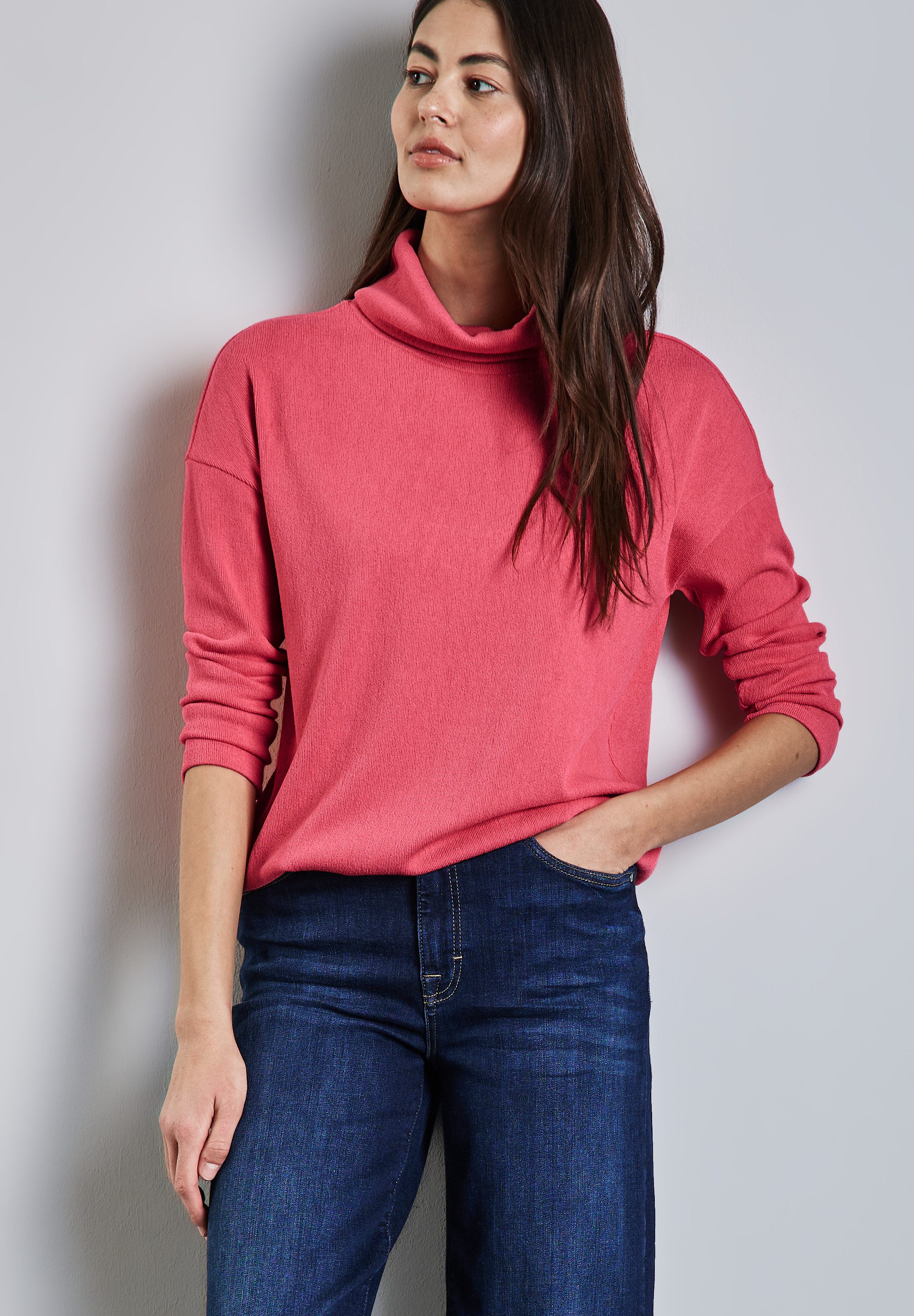 STREET ONE Rollkragenpullover mit Struktur günstig online kaufen