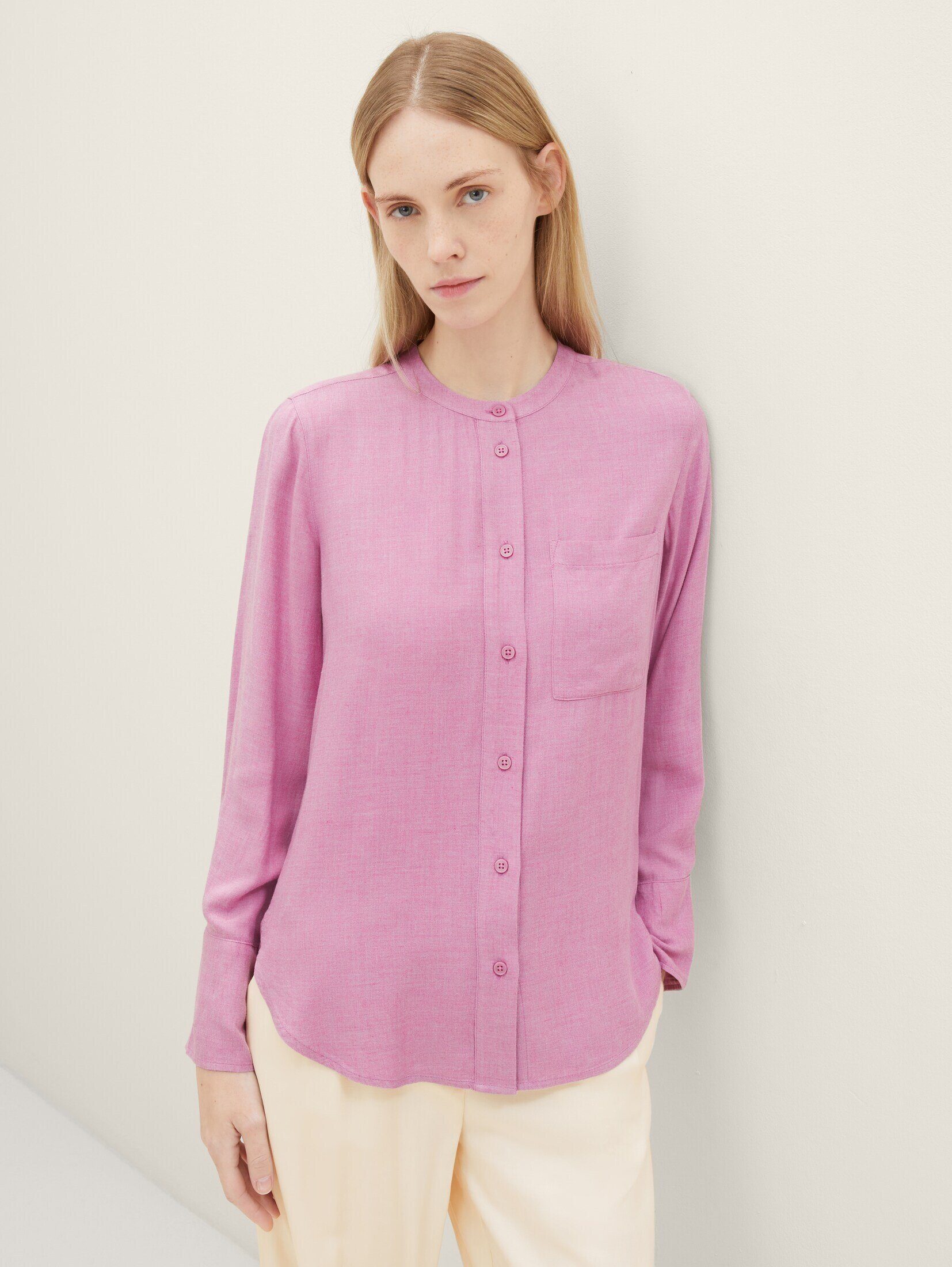 melange mauvy in Langarmbluse TOM Optik Melange TAILOR Bluse plum