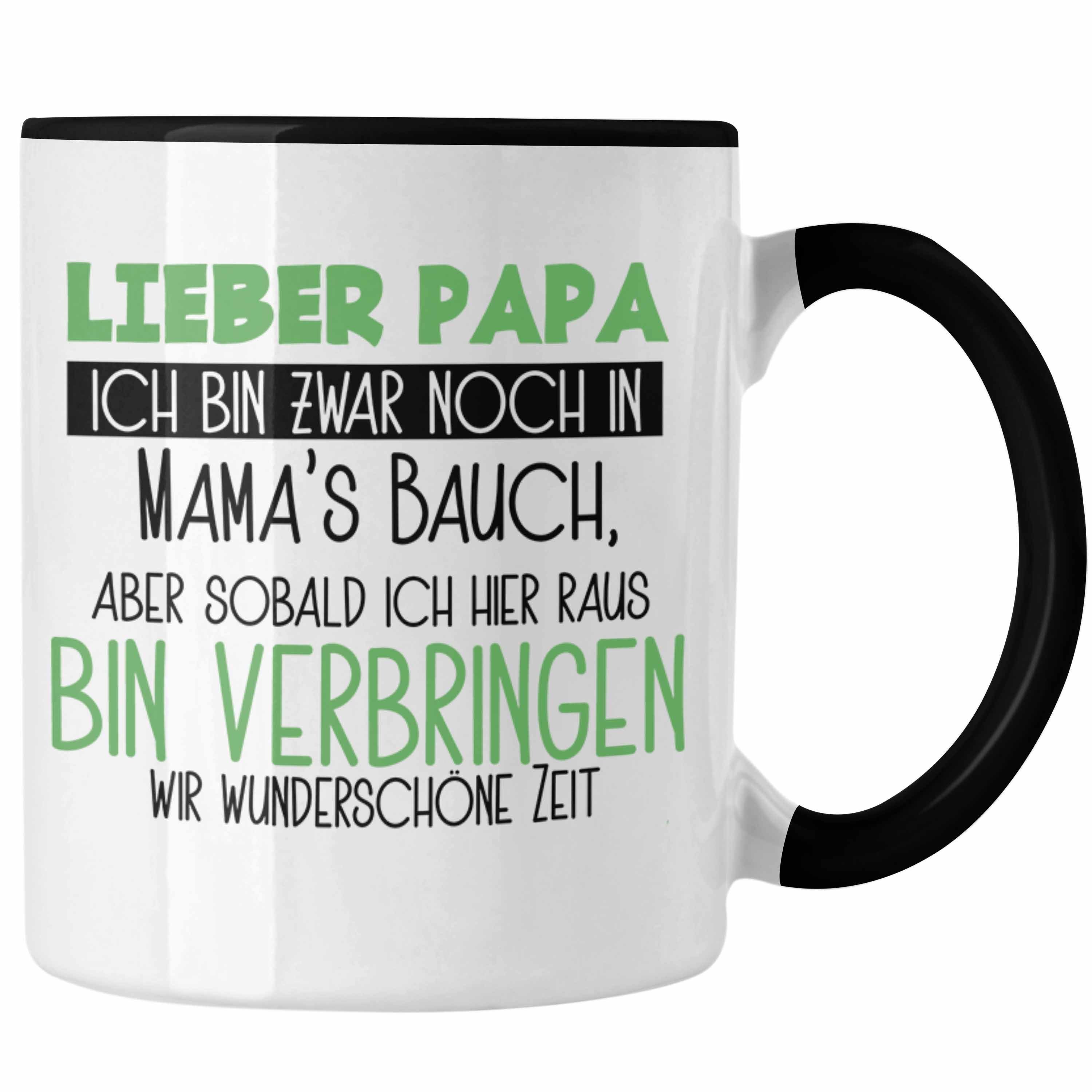 Trendation Tasse Schwangerschaft Tasse Geschenk für Papa Sohn Tochter Schwangerschafts Schwarz